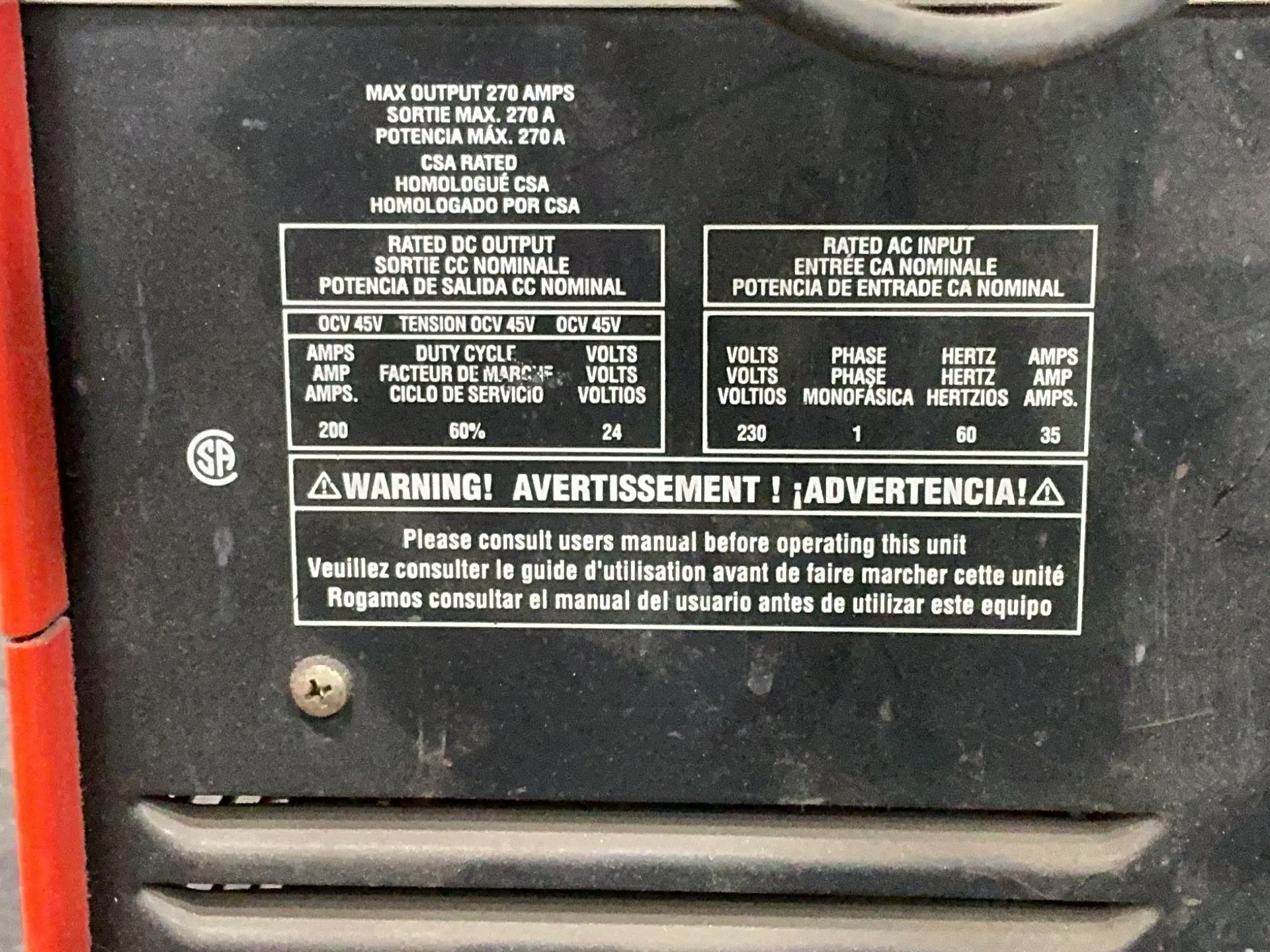 270 Amps, Thermadyne #FP260, welder, 35 A, 230 V., 1 phase - Image 4
