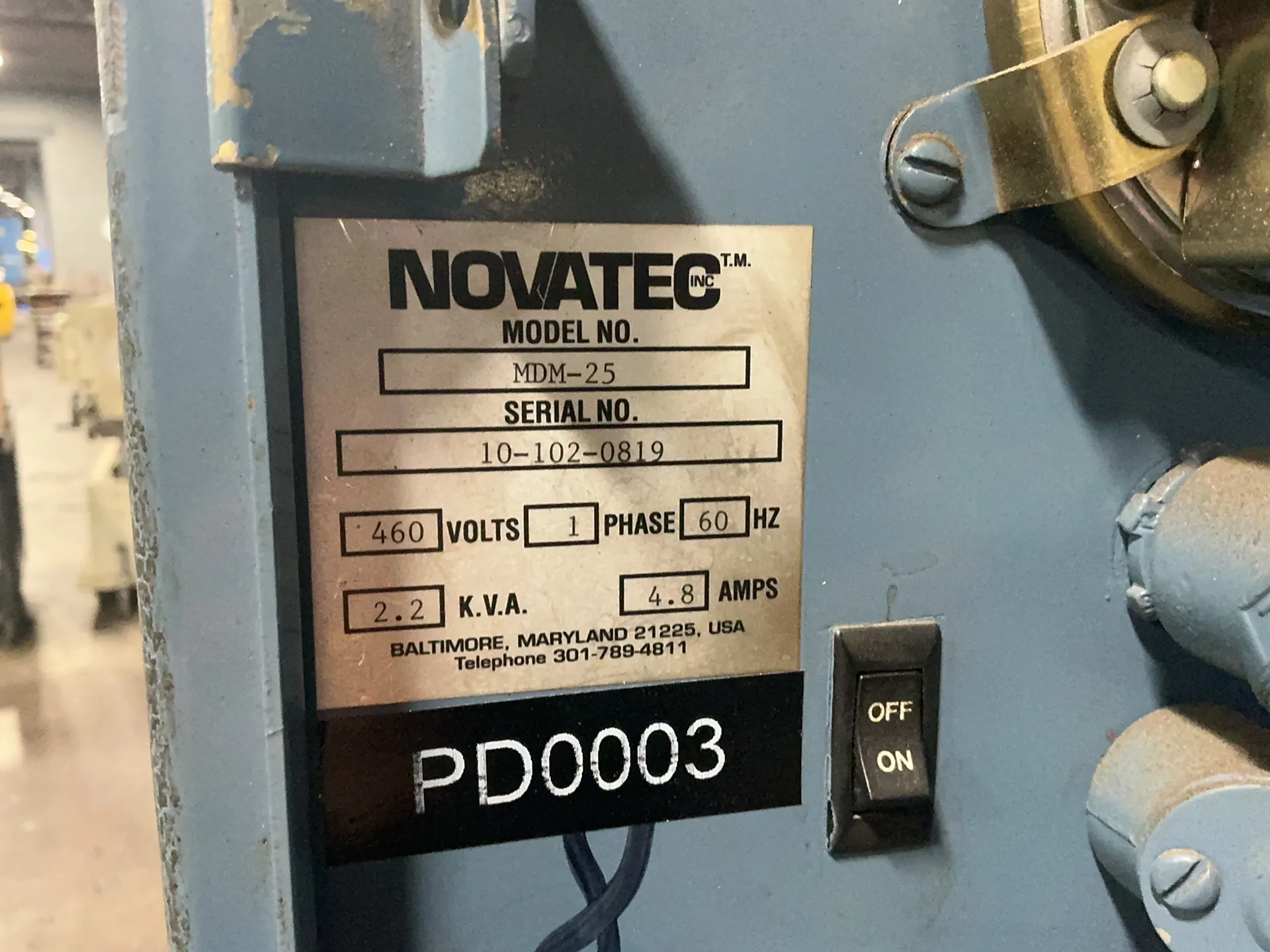 Novatec #MDM-25, Hopper Dryer, 100 lb. capacity, 2.2 KVA, 4.8 Amps, 460 V. - Image 5
