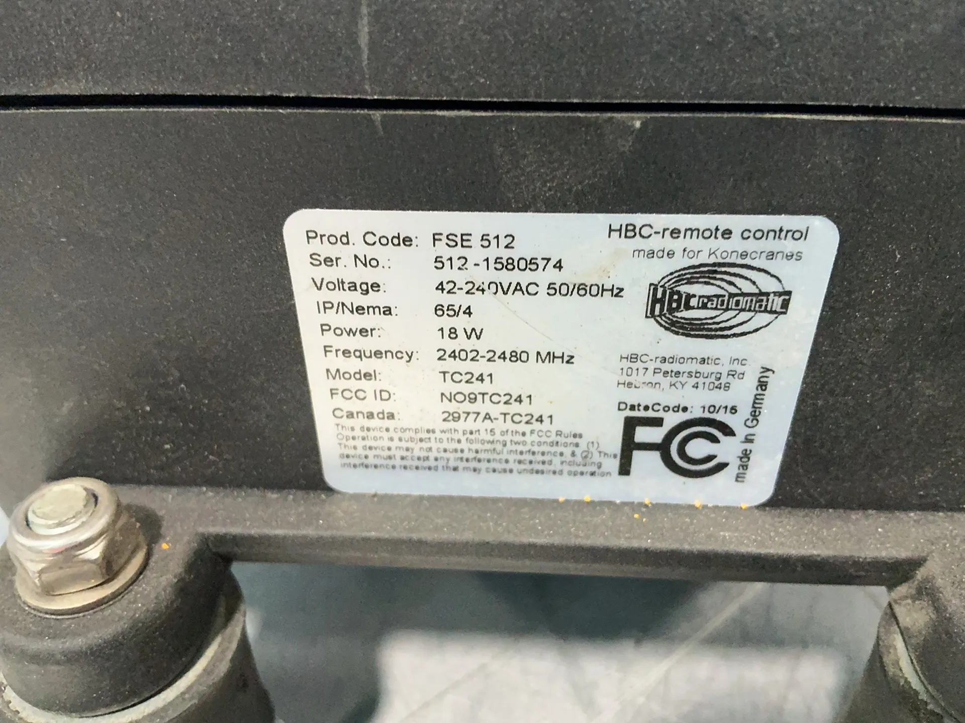 HBC Radiomatic #TC241, radio receiver/remote control unit, 42-240 V., 2016 - Image 4
