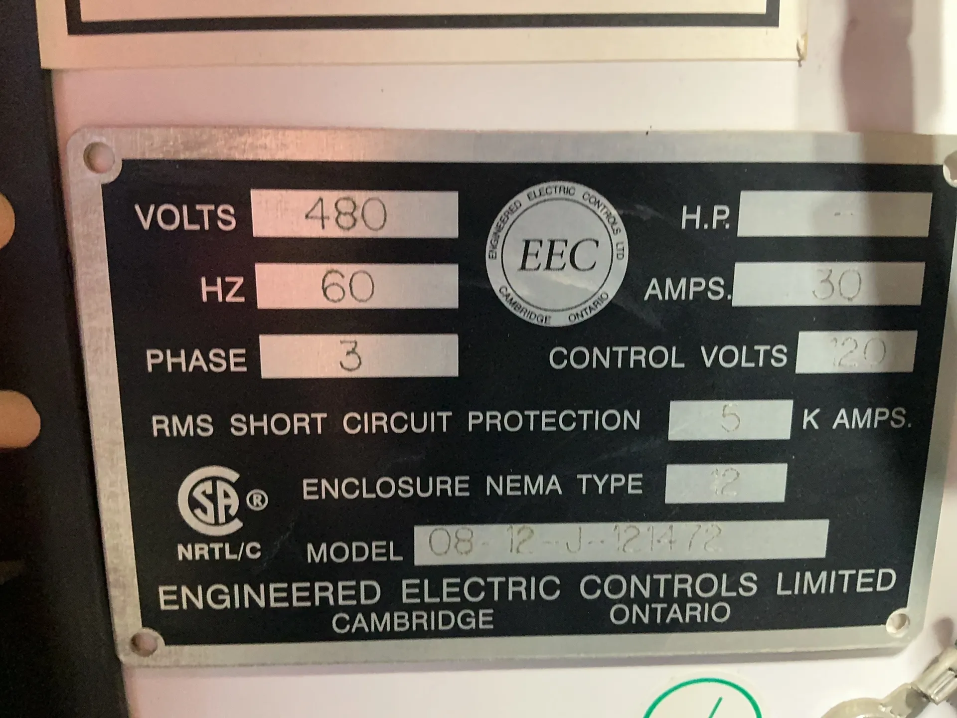 EEC #08-12-J-121472, electrical distribution unit, 30 Amps, 480 Volts - Image 6