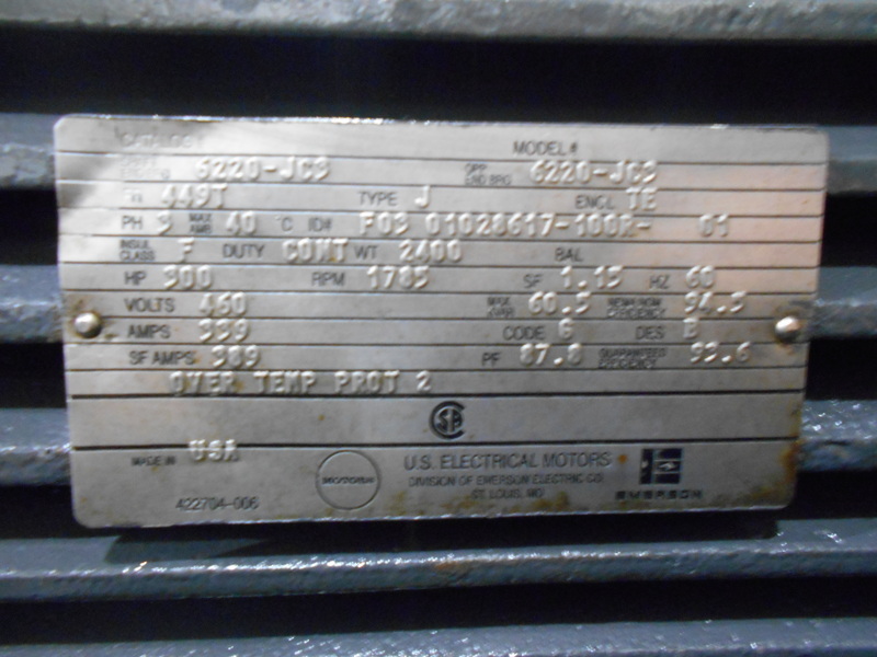 300 HP 1800 RPM U.S. Motors, Frame 449T, TEFC, rebuilt, 460 Volts - Image 3