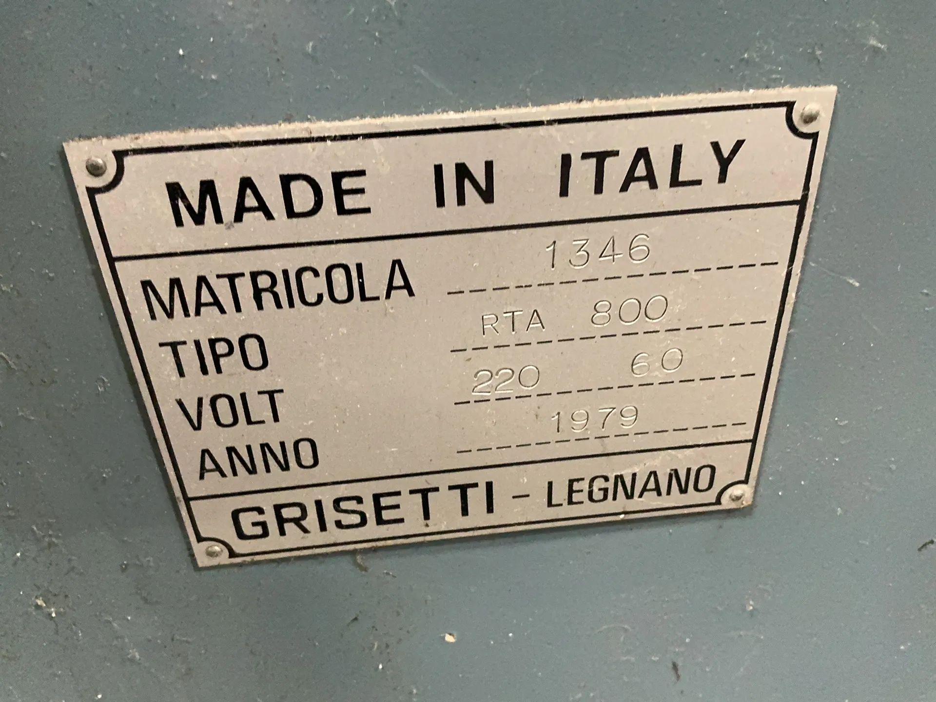 14" Grisetti #RTA800, cylindrical grinding machine, .5 HP, 1140 RPM, 1979 - Image 4