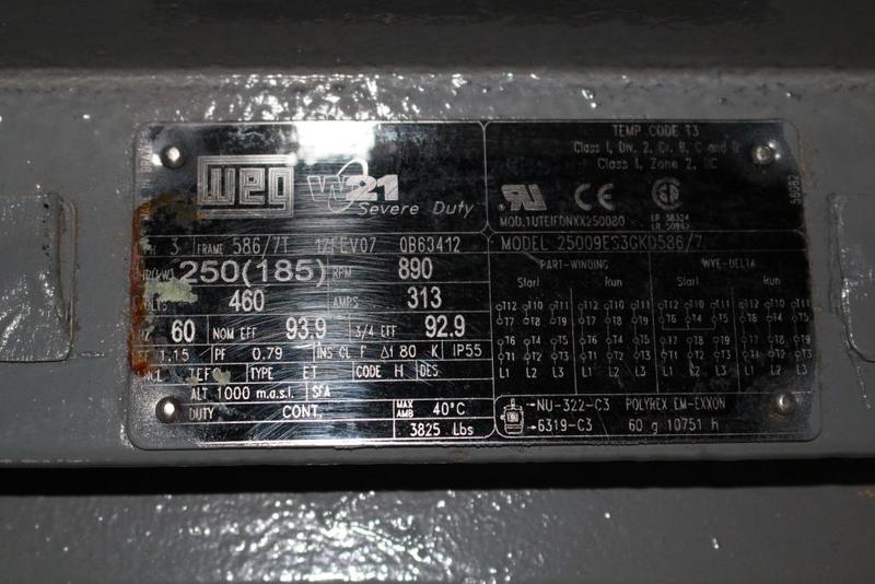 250 HP 890 RPM Weg W21 Severe Duty, Frame 586/7TS, TEFC, 460 Volts - Image 2
