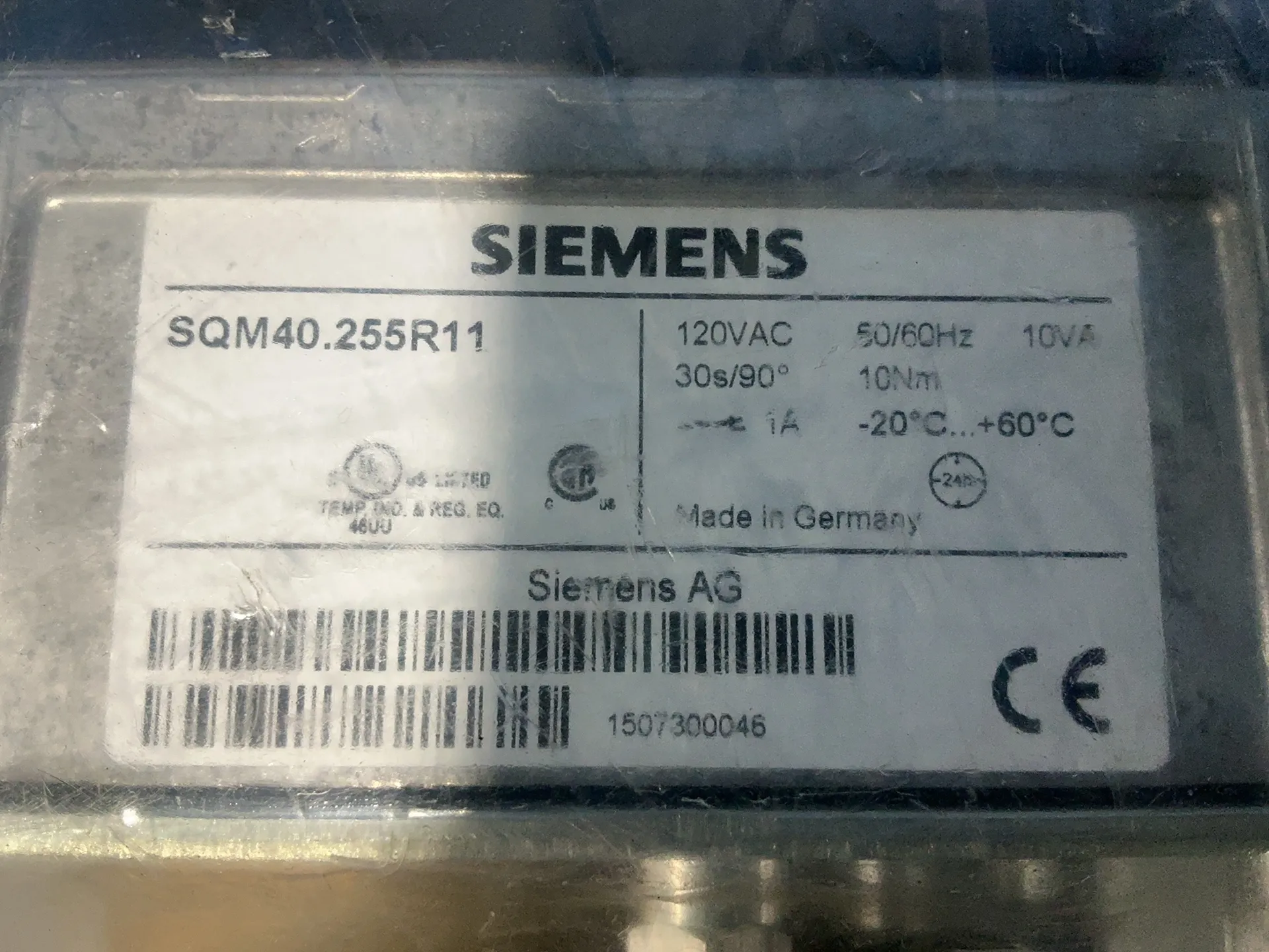 Siemens / SCC #SQM40.255R11/VKG20.025U, Metering Valve and Actuator Assembly, 25 psi, 120 Volts - Image 2