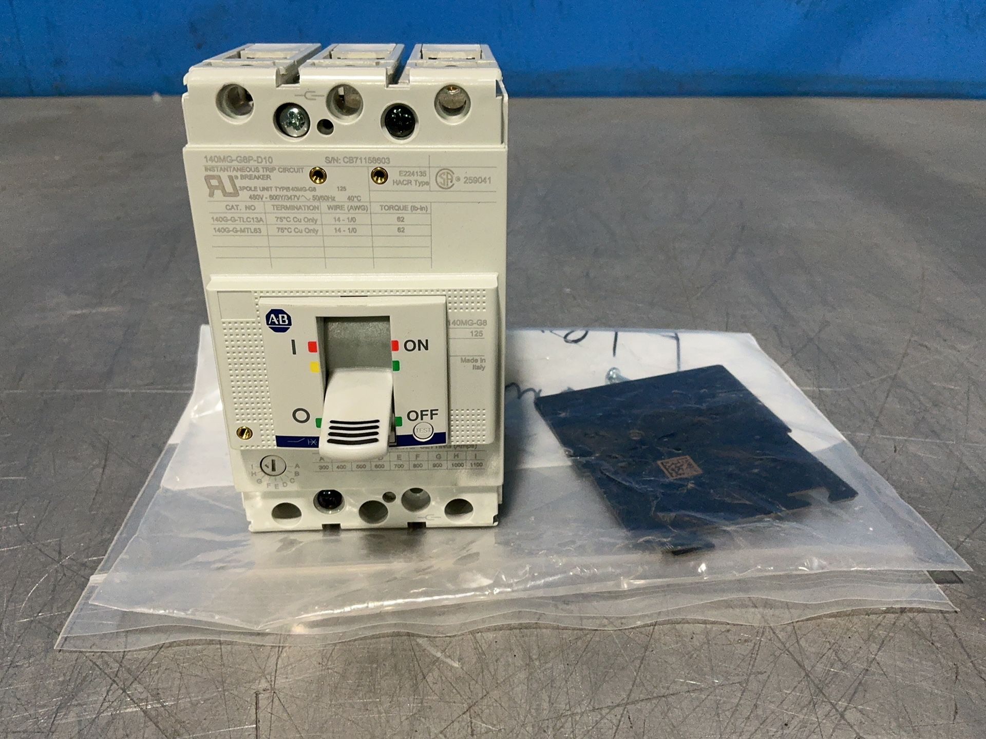 125 Amps, Allen-Bradley #140MG-G8P-D10, Instantaneous Trip Circuit Breaker - Image 2
