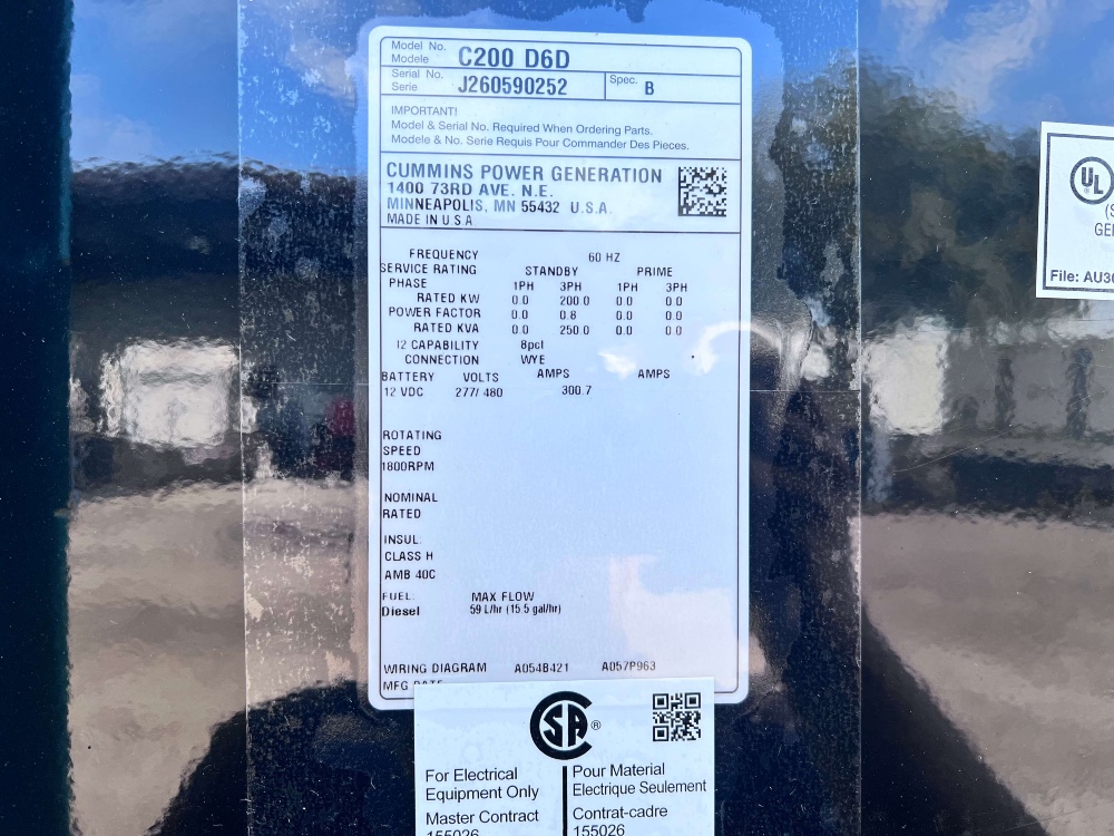 200kW, Cummins C200D6D Standby, Tier 3, sound attenuated enclosure, 277/480V, 0 Hours, 2026, $69.9k - Image 8