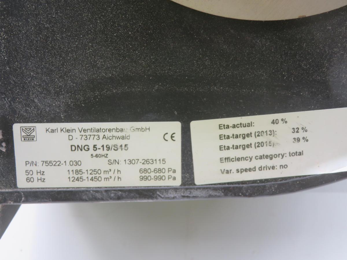 Karl Klein #DNG-5-19/S15, ventilator fan, 50/60 Hz - Image 1