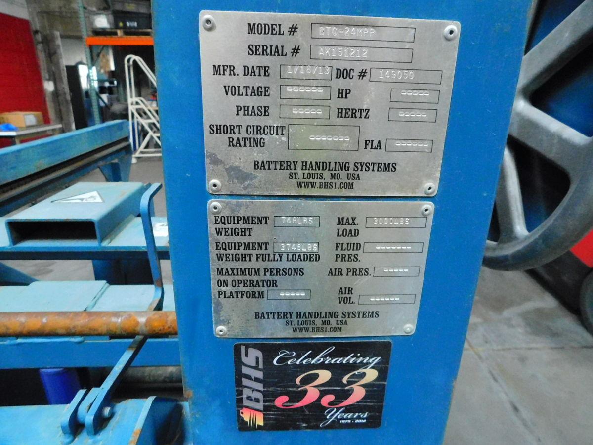 BHS #BTC-24MPP, battery transfer carriage w/ mechanical push/pull loader, 3000 LB - Image 7