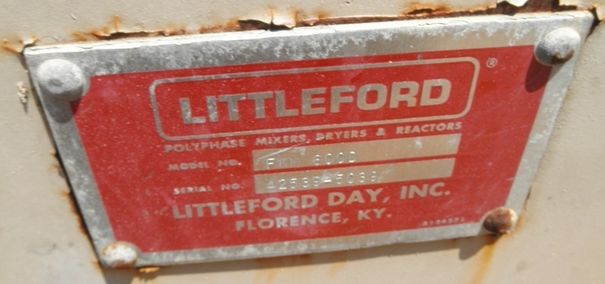 Littleford #FKM-600D, porcelain mixer, Carbon Steel exterior, 25 HP, 22 cu.ft., 24" x 48" - Image 8