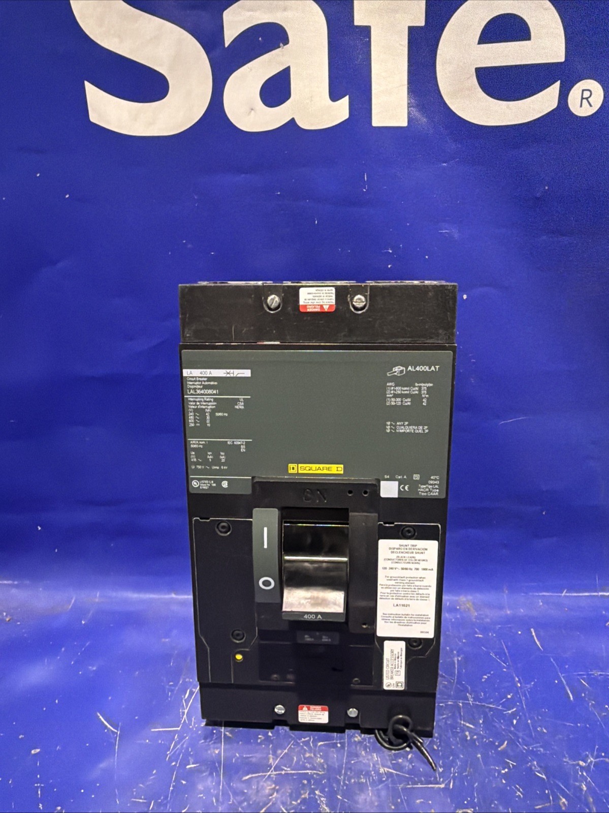 400 Amps, Square D #LAL364008041, LAL molded case circuit breaker, 600 Volts, 3 Pole, 22kA - Image 2