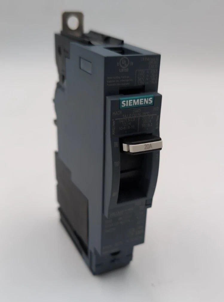 20 Amps, Siemens #3VA4120-4ED14-0AA0, Circuit Breaker, 1-Pole, 480 Volts, Bolt-On, NEW - Image 1