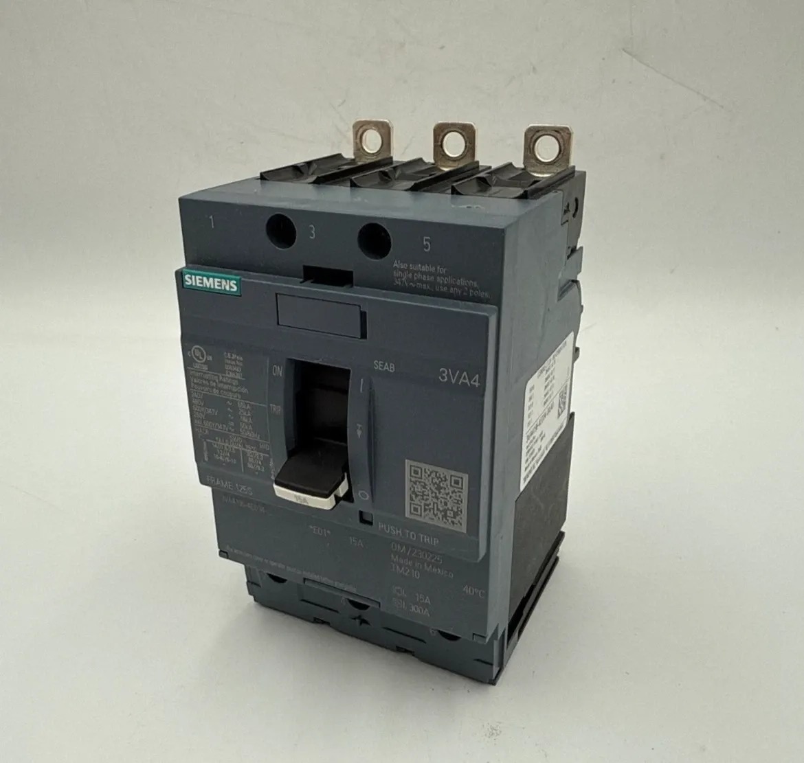 15 Amps, Siemens #3VA4195-4ED34-0AA0, Circuit Breaker, 3-Pole, 600 Volts, NEW - Image 3