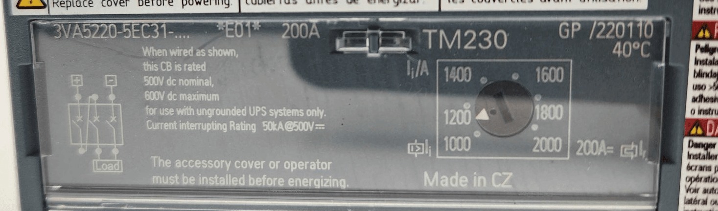 200 Amps, Siemens #3VA5220-5EC31-0AA0, Circuit Breaker, 3-Pole, 600 Volts - Image 7