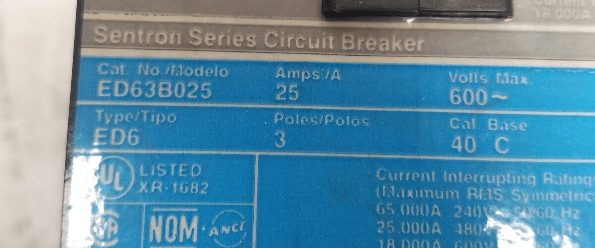 25 Amps, Siemens #ED63B025, Circuit Breaker, 3-Pole, 600 Volts, NEW - Image 2
