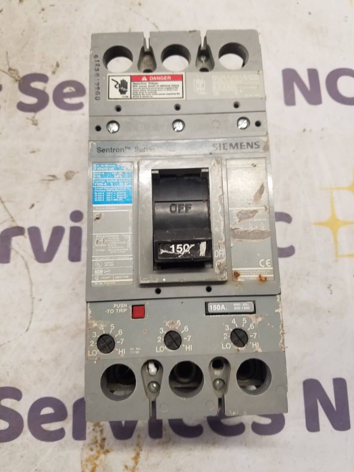 150 Amps, Siemens #FXD63B150, Circuit Breaker, 3-Pole, 600 Volts, Bolt-On - Image 2