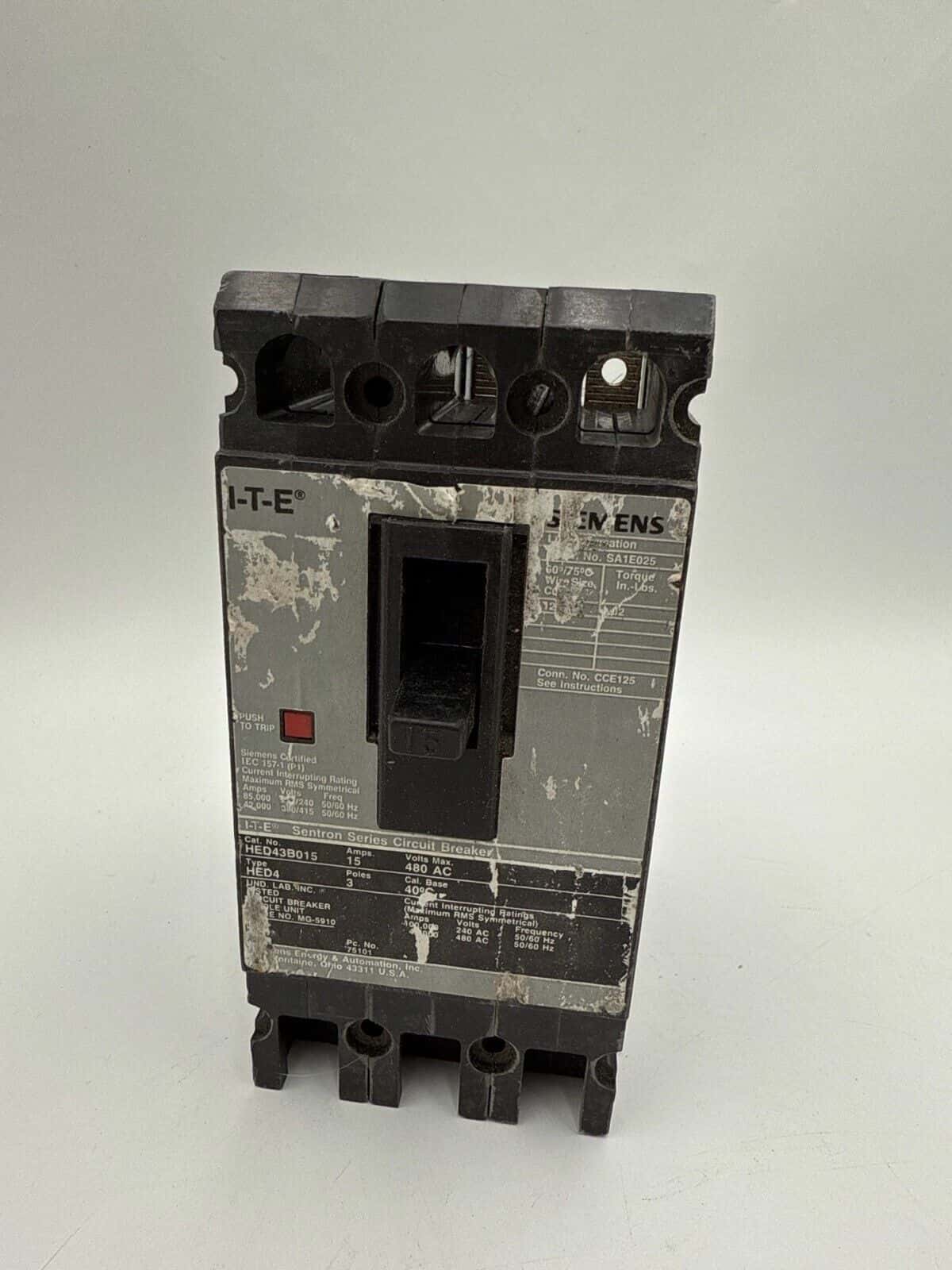 15 Amps, Siemens #HED43B015, Circuit Breaker, 3-Pole, 480 Volts - Image 2