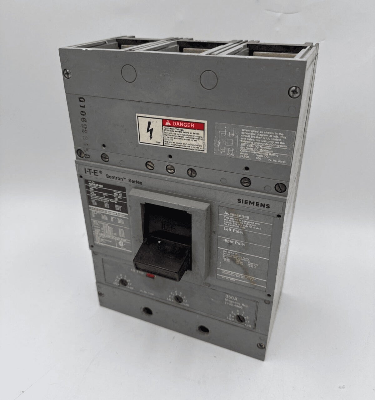 350 Amps, Siemens #HJD63B350, Circuit Breaker, 3-Pole, 600 Volts - Image 1