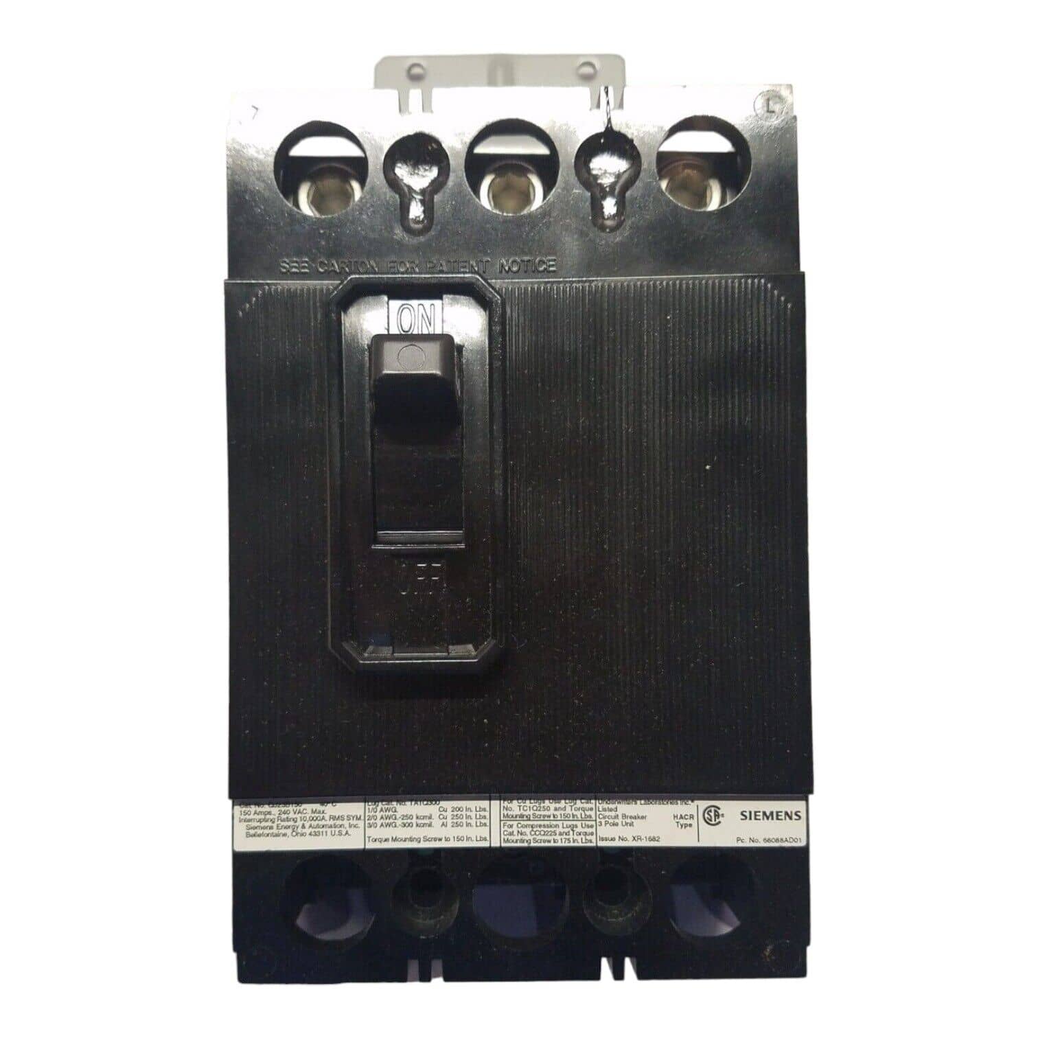 150 Amps, Siemens #QJ23B150, Circuit Breaker, 3-Pole, 240 Volts, Bolt-On, NEW - Image 1