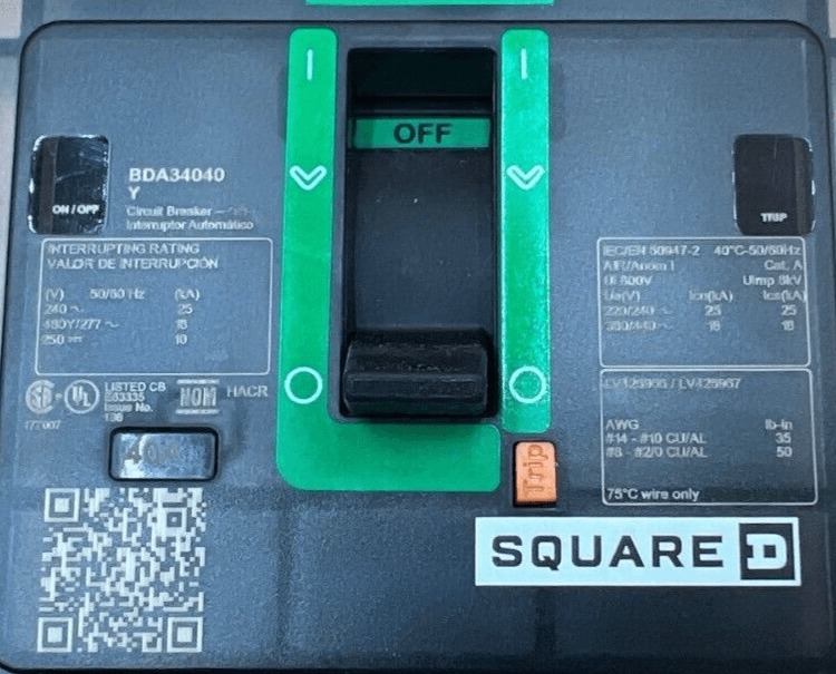 40 Amps, Square D #BDA34040Y, I-Line Circuit Breaker, 3-Pole, 480 Volts, NEW - Image 4