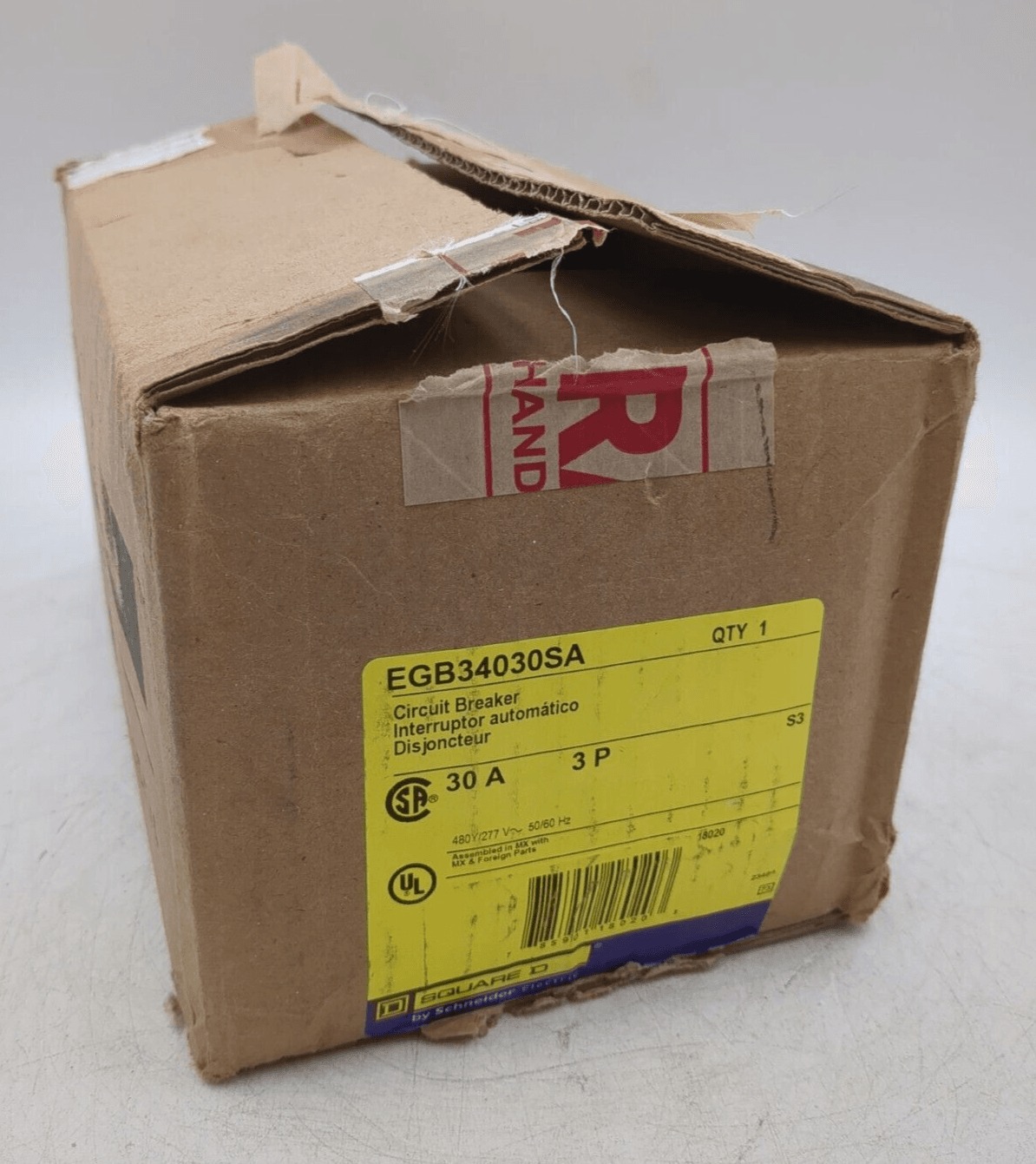 30 Amps, Square D #EGB34030SA, Circuit Breaker, 3-Pole, 480 Volts, Shunt Trip, Bolt-On, NEW - Image 2