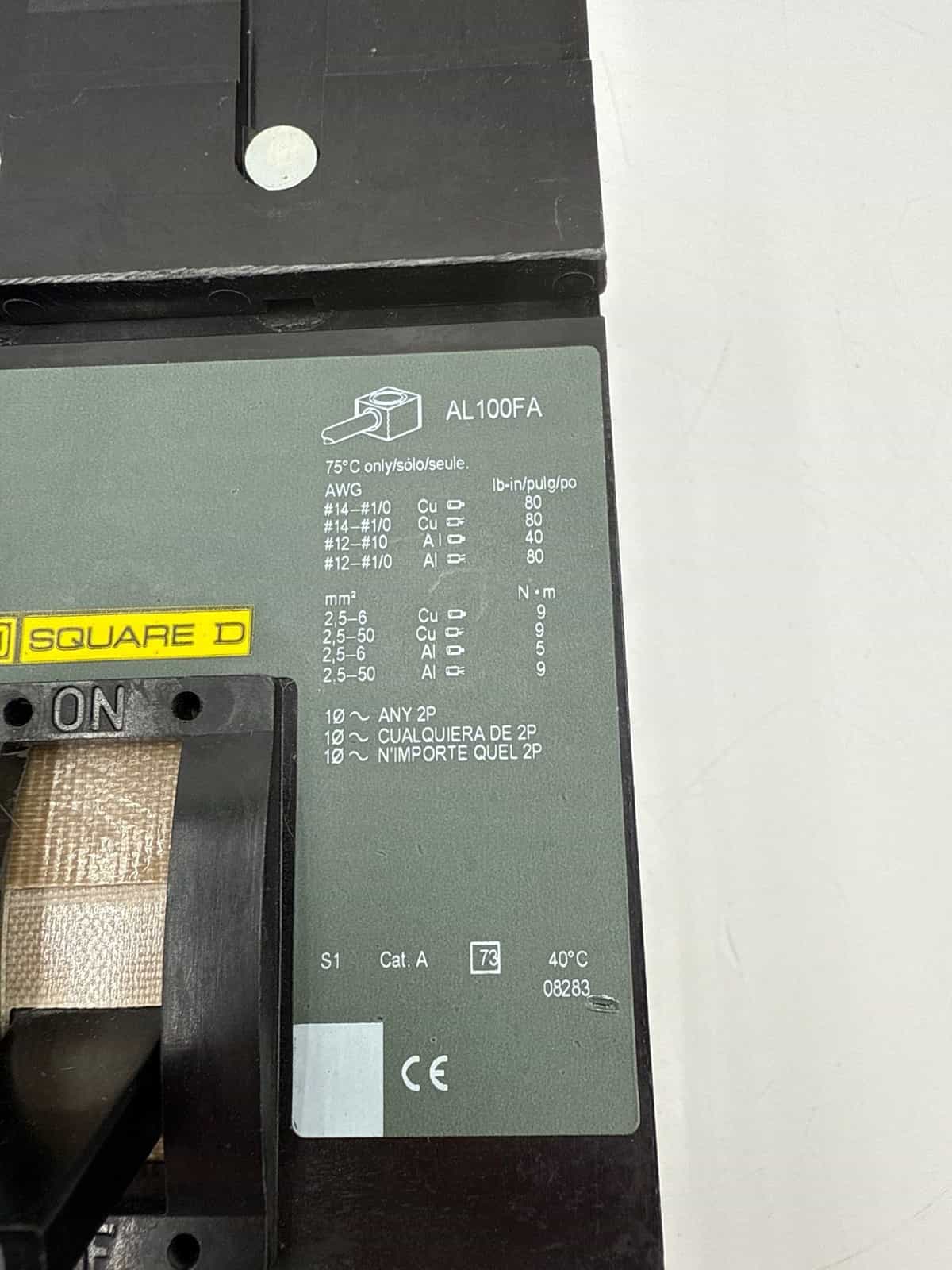 50 Amps, Square D #FI36050, I-Line Circuit Breaker, 3-Pole, 600 Volts - Image 3