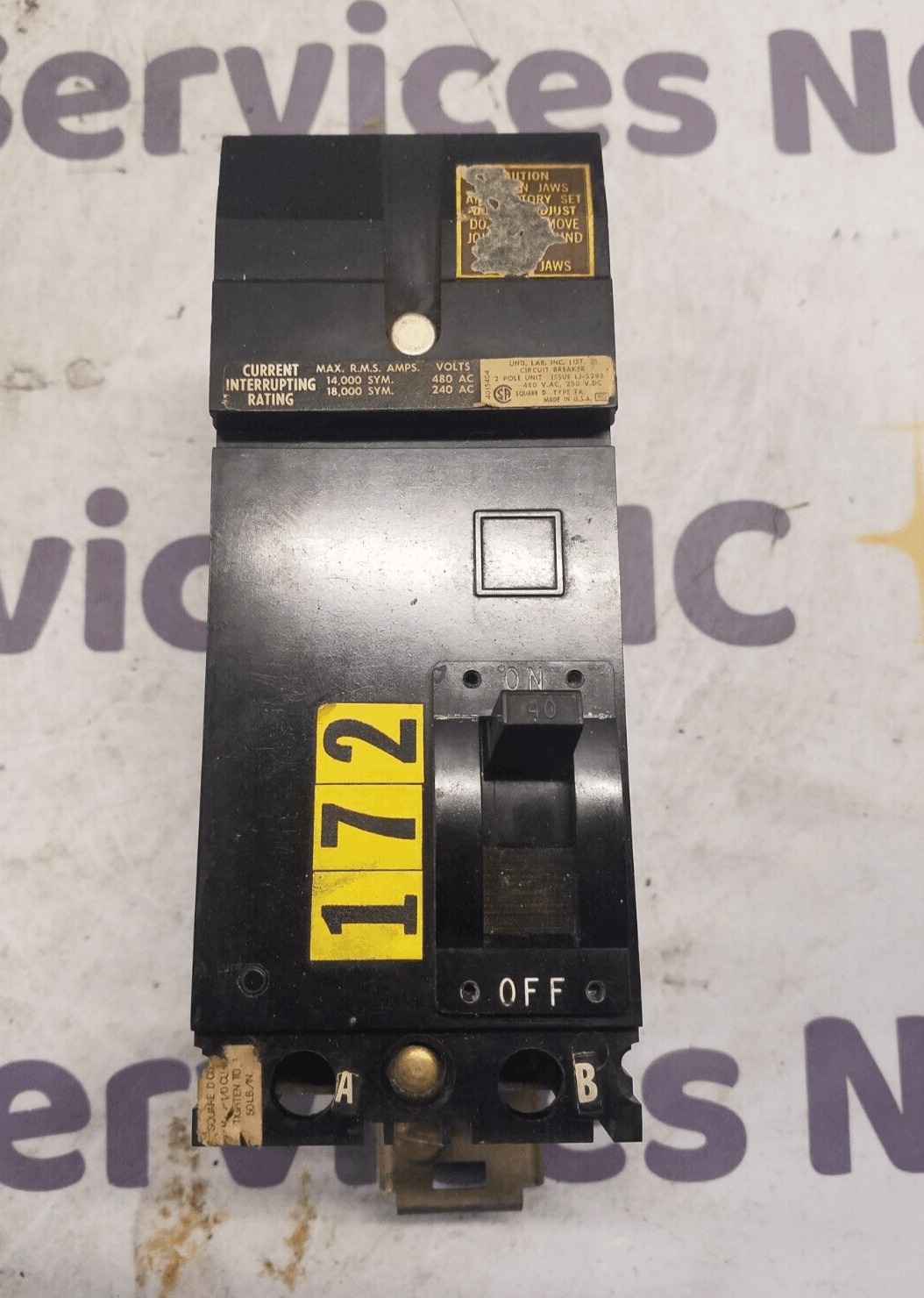 40 Amps, Square D #FA24040AB, I-Line Circuit Breaker, 2-Pole, 480 Volts - Image 2