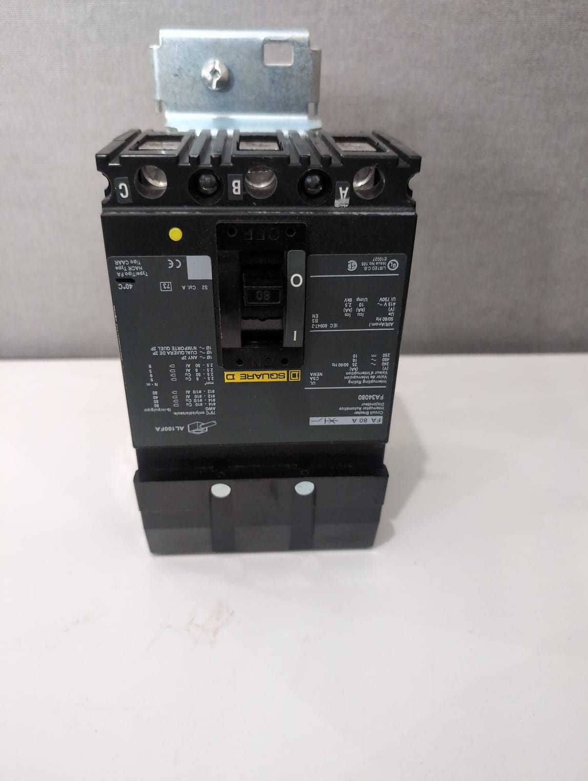80 Amps, Square D #FA34080, I-Line Circuit Breaker, 3-Pole, 480 Volts - Image 1