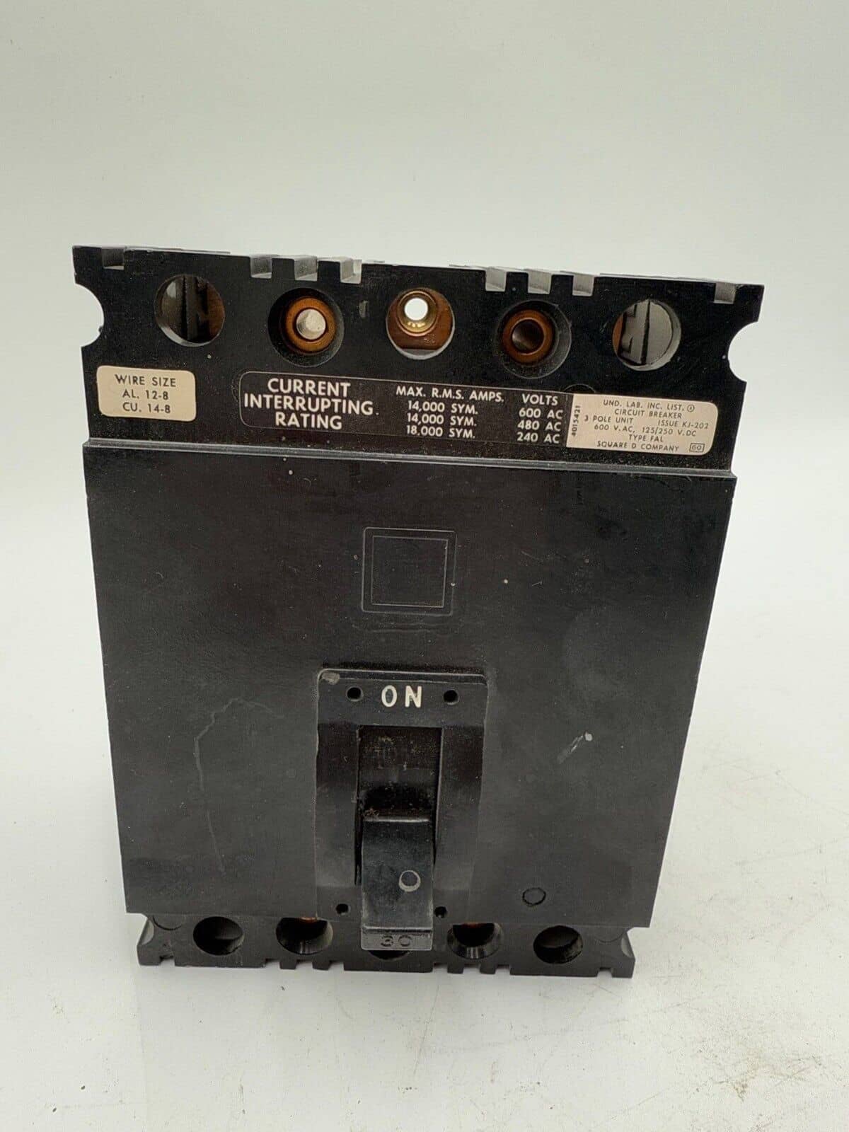 30 Amps, Square D #FAP36030, Circuit Breaker, 3-Pole, 600 Volts - Image 3