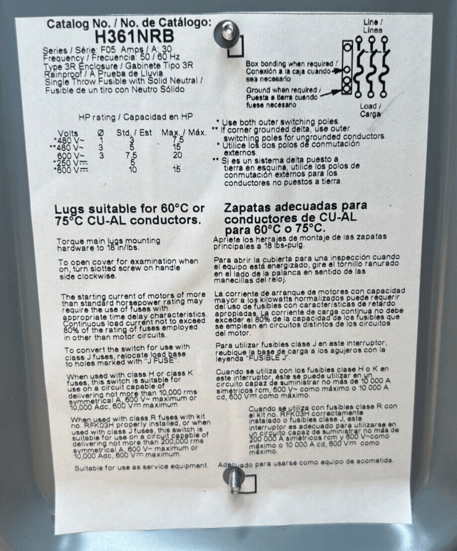 30 Amps, Square D #H361NRBGLSPLOVW, Circuit Breaker, 3-Pole, 600 Volts, NEW - Image 4