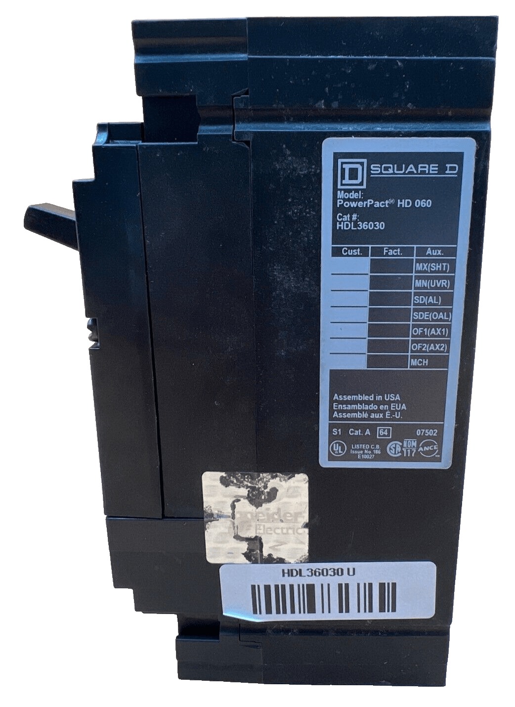 30 Amps, Square D #HDL-36030, Circuit Breaker, 3-Pole, 600 Volts - Image 2