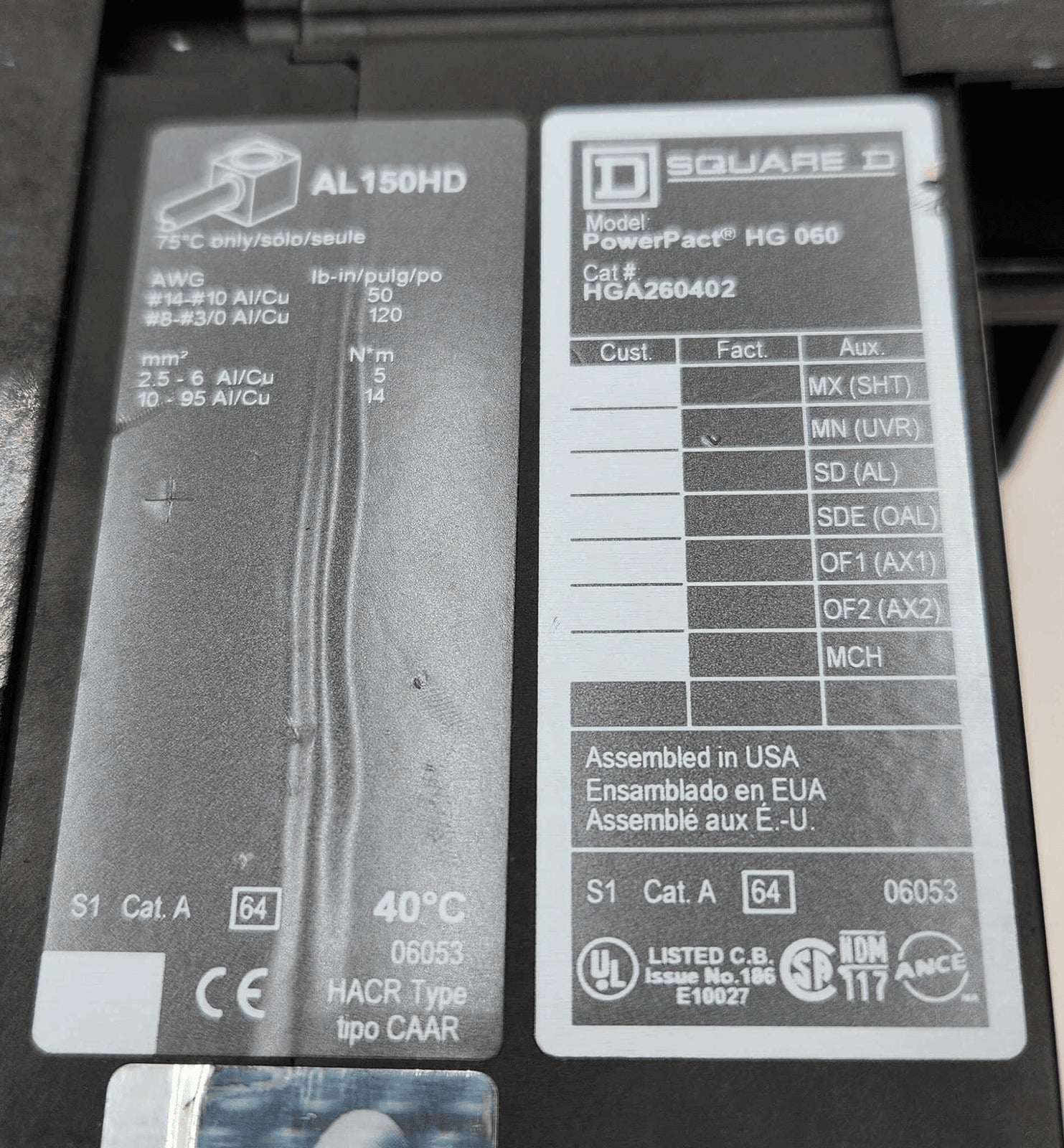 40 Amps, Square D #HGA260402, Circuit Breaker, 2-Pole, 600 Volts - Image 5