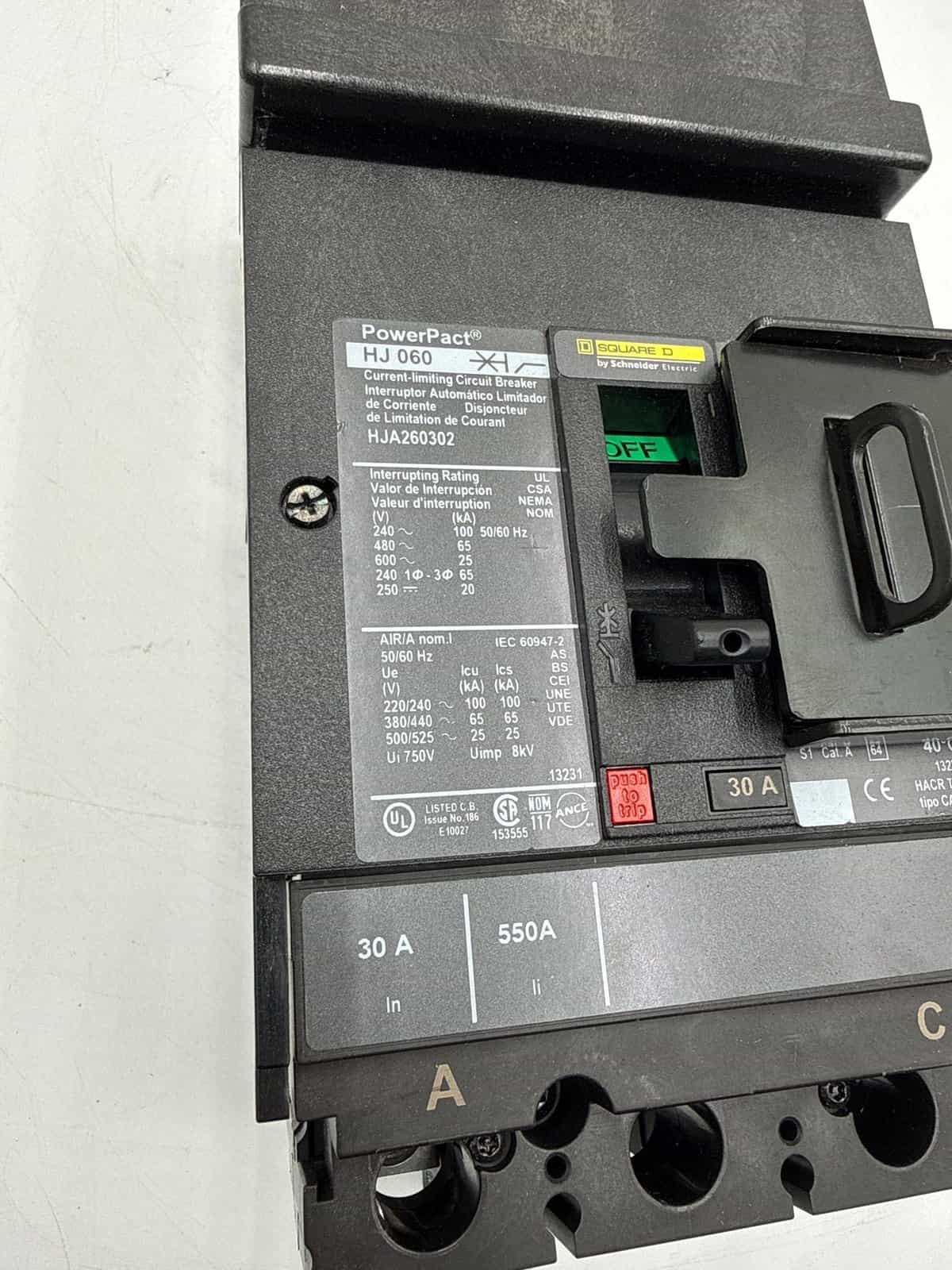 30 Amps, Square D #HJA260302, I-Line Circuit Breaker, 2-Pole, 600 Volts - Image 2
