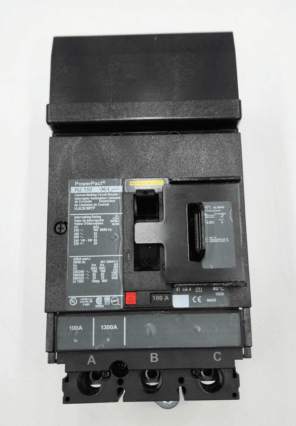 100 Amps, Square D #HJA36100YP, PowerPact Circuit Breaker, 600 Volts - Image 1