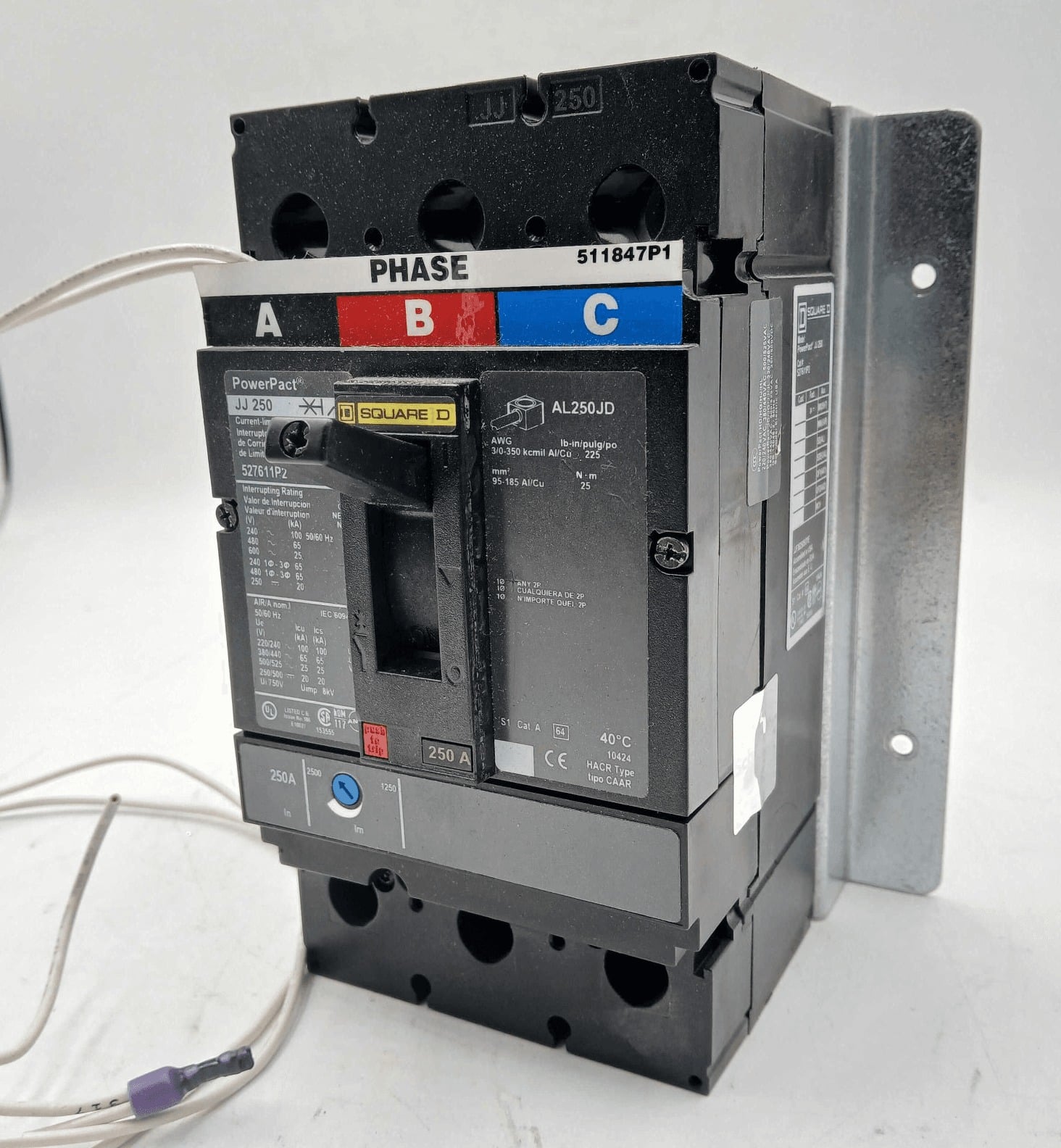 250 Amps, Square D #JJL36250, Circuit Breaker, 3-Pole, 600 Volts, Shunt Trip - Image 2