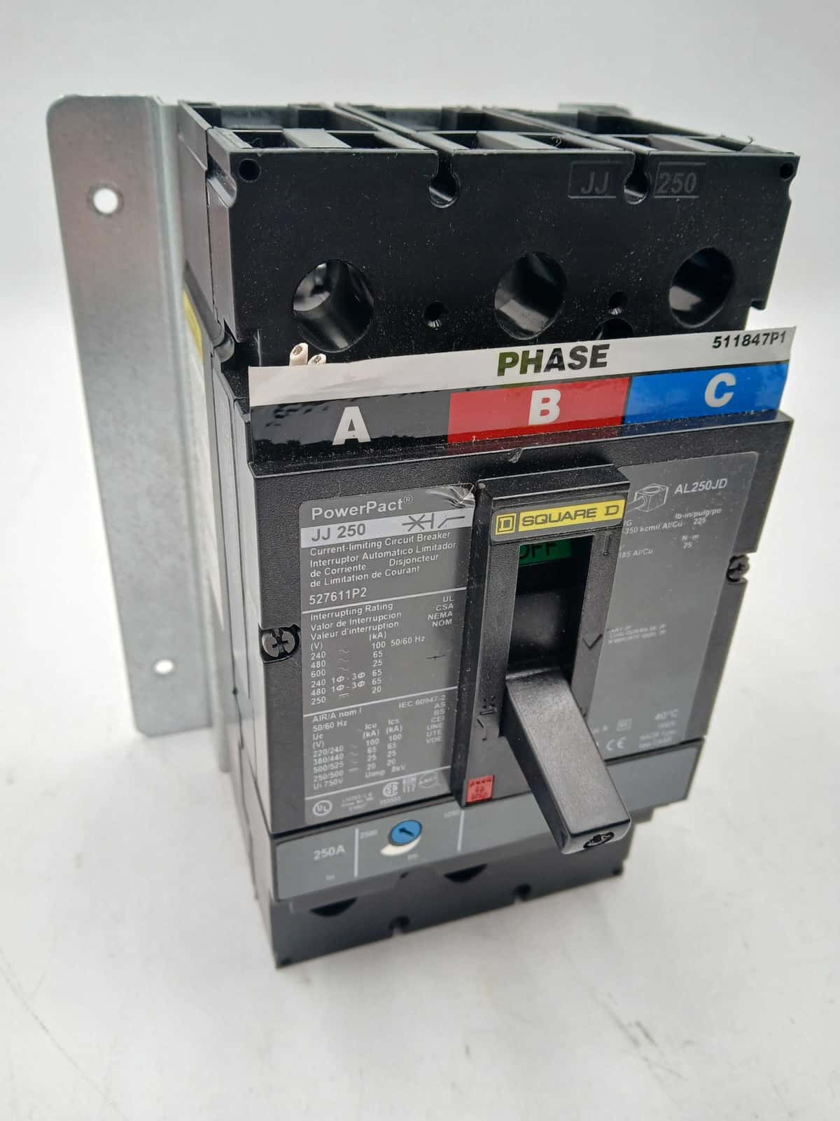 250 Amps, Square D #JJL36250, Circuit Breaker, 3-Pole, 600 Volts, Shunt Trip - Image 8
