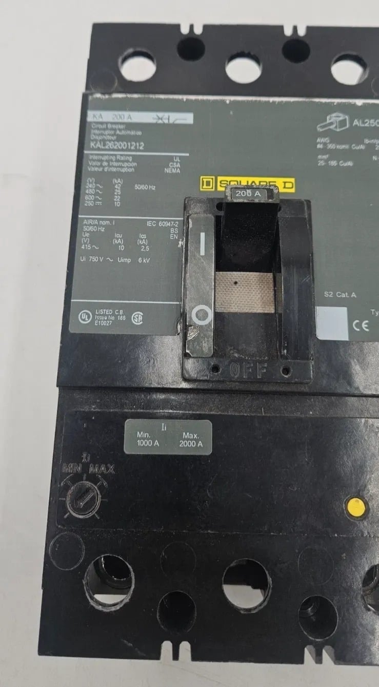 200 Amps, Square D #KAL26200, Circuit Breaker, 2-Pole, 600 Volts - Image 3