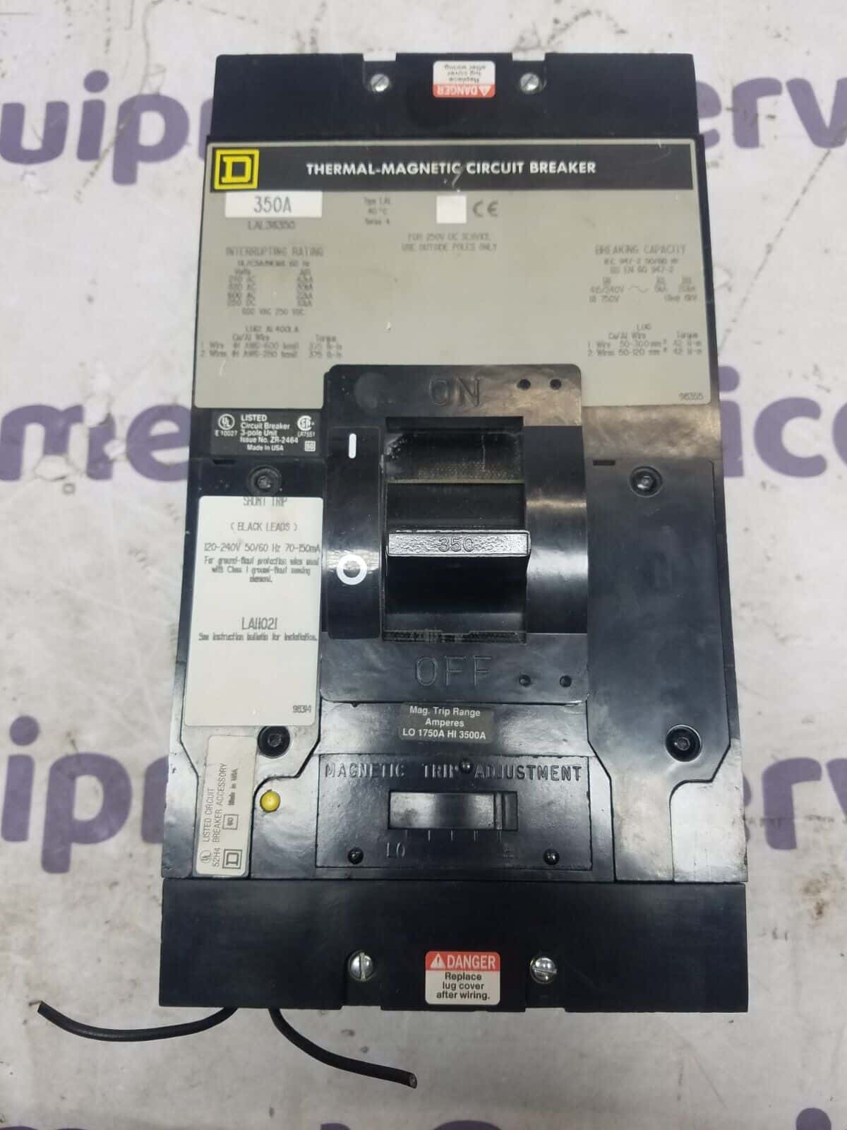 350 Amps, Square D #LAL36350, Circuit Breaker, 3-Pole, 600 Volts, Shunt Trip, Bolt-On - Image 1