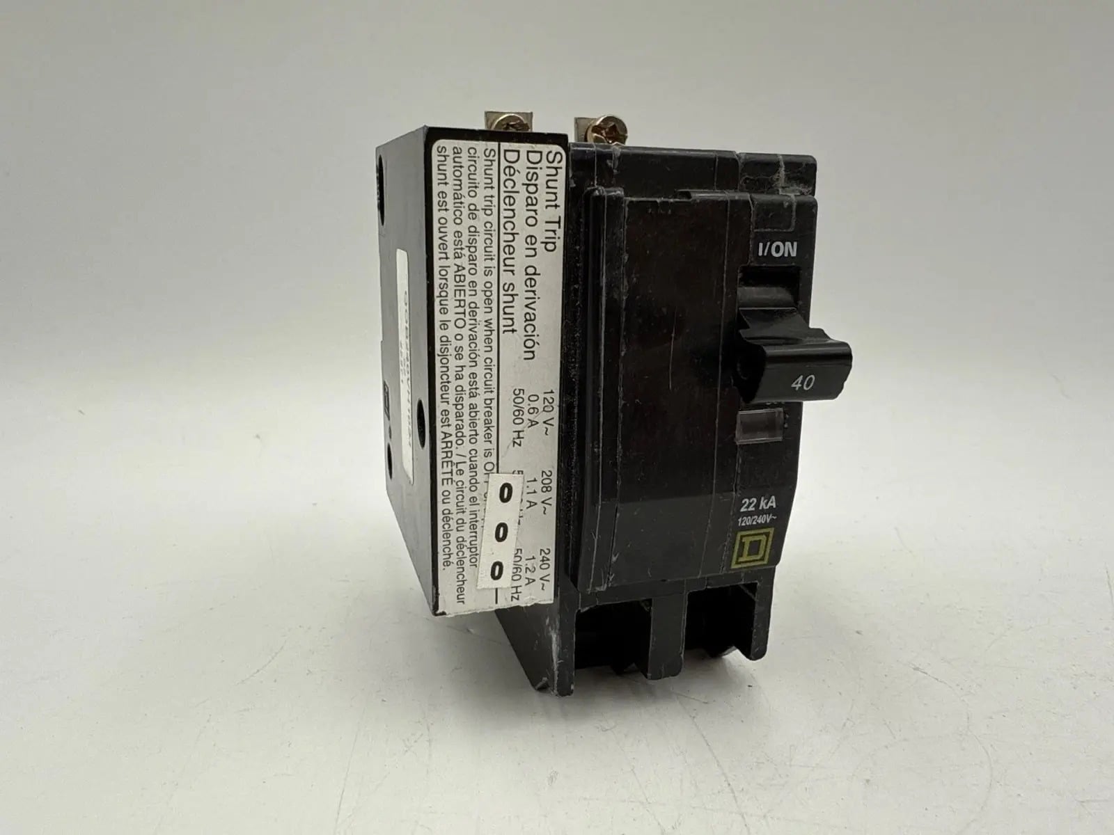 40 Amps, Square D #QOB240VH1021, Circuit Breaker, 2-Pole, 240 Volts, Shunt Trip, 22kA, NEW - Image 2