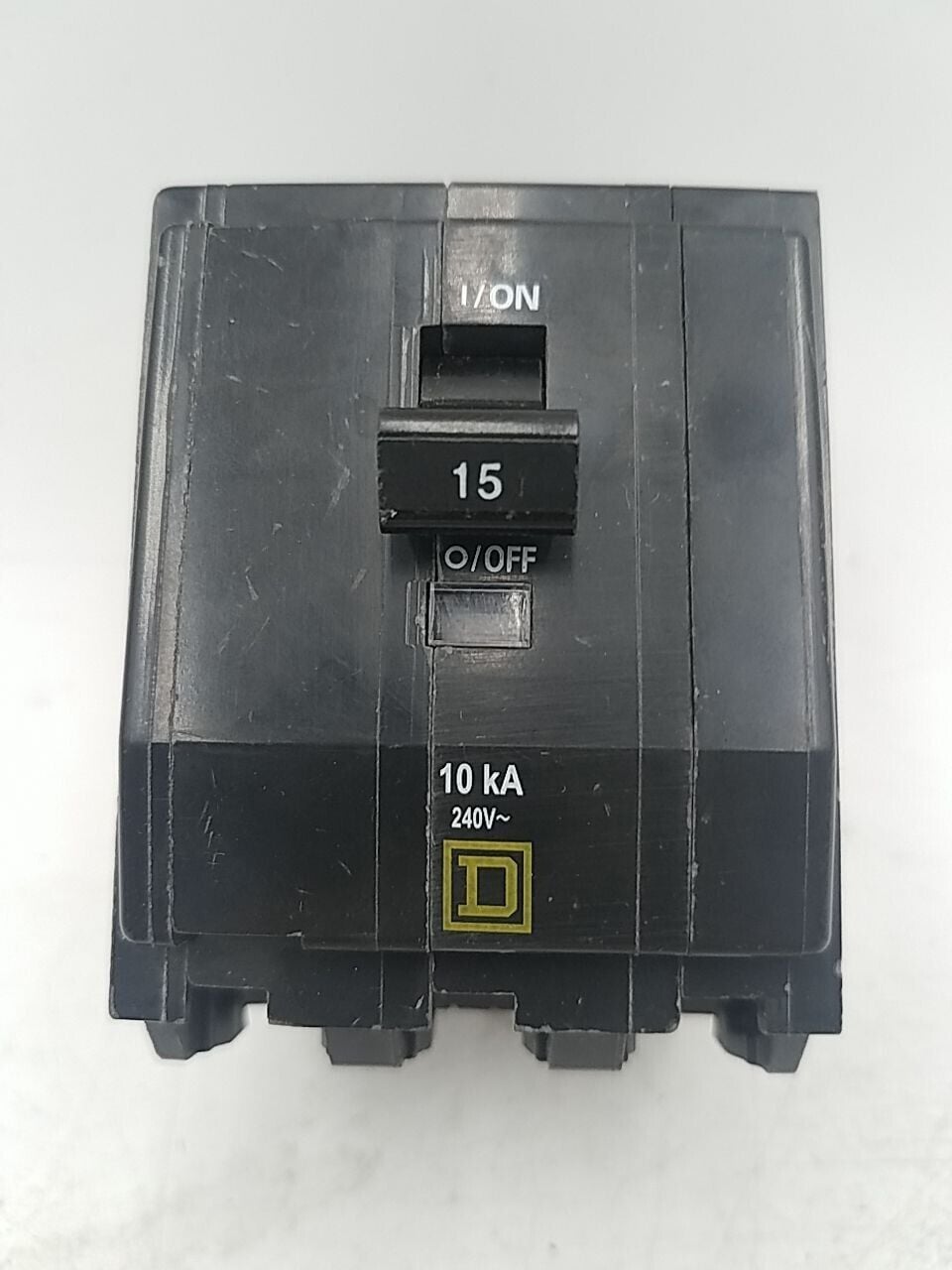 15 Amps, Square D #QOB315, Circuit Breaker, 3-Pole, 240 Volts, 10kA, Bolt-On - Image 1