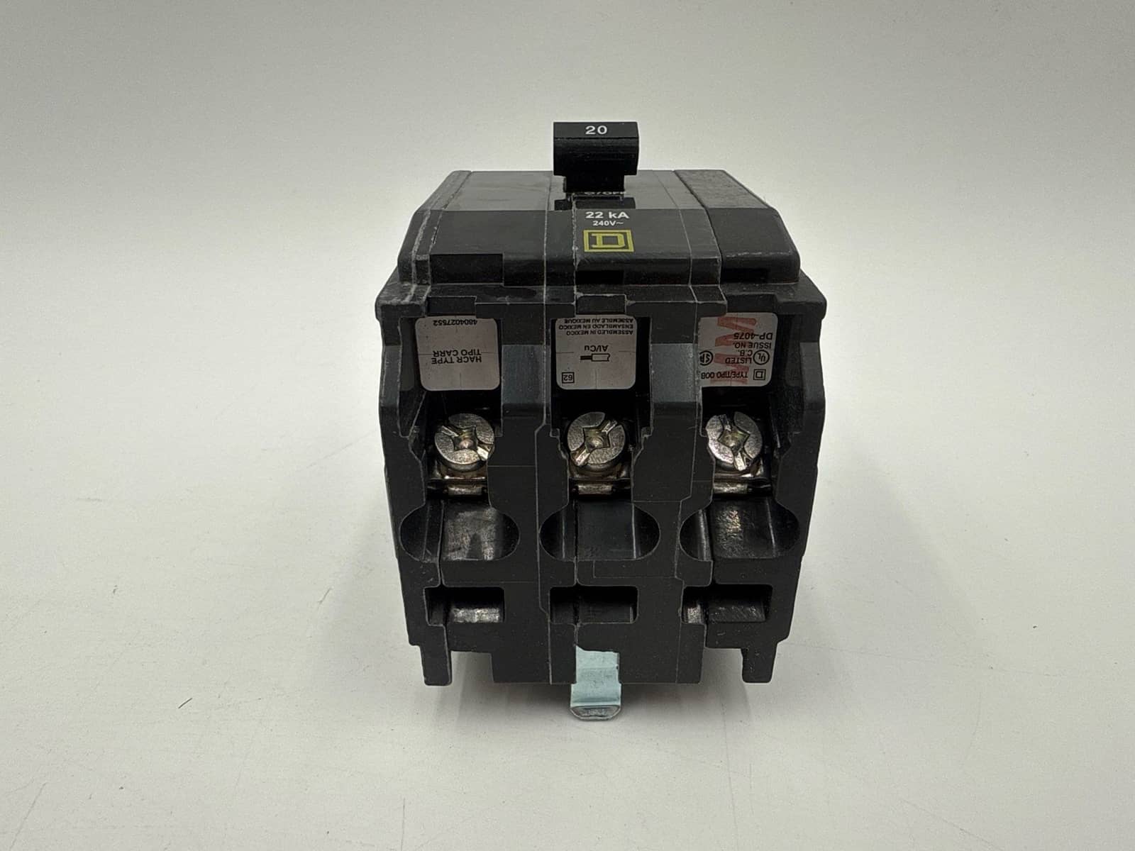 20 Amps, Square D #QOB320VH, Circuit Breaker, 3-Pole, 240 Volts, 22kA, NEW - Image 4