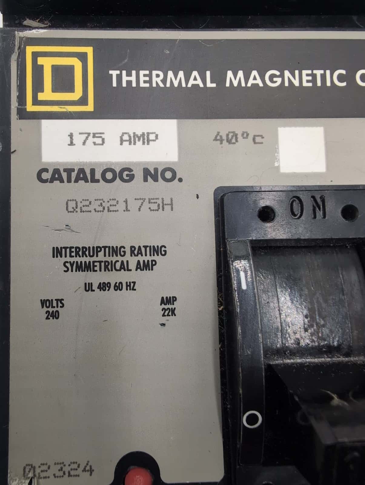 175 Amps, Square D #Q232175H, Circuit Breaker, 3-Pole, 600 Volts - Image 5