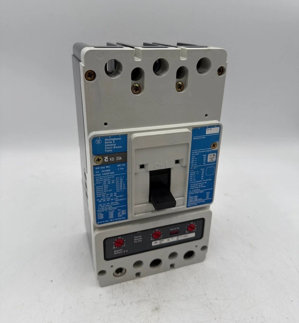 300 Amps, Westinghouse #KD3300, Circuit Breaker, 3-Pole, 600 Volts - Image 1