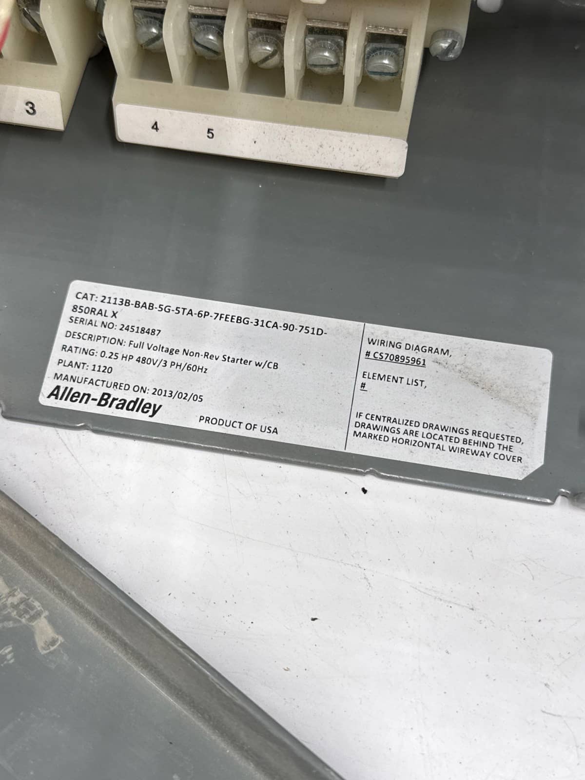 Allen-Bradley #2100, 12", 3 Amp, MCC Combo Bucket Size 1 Starter - Image 7
