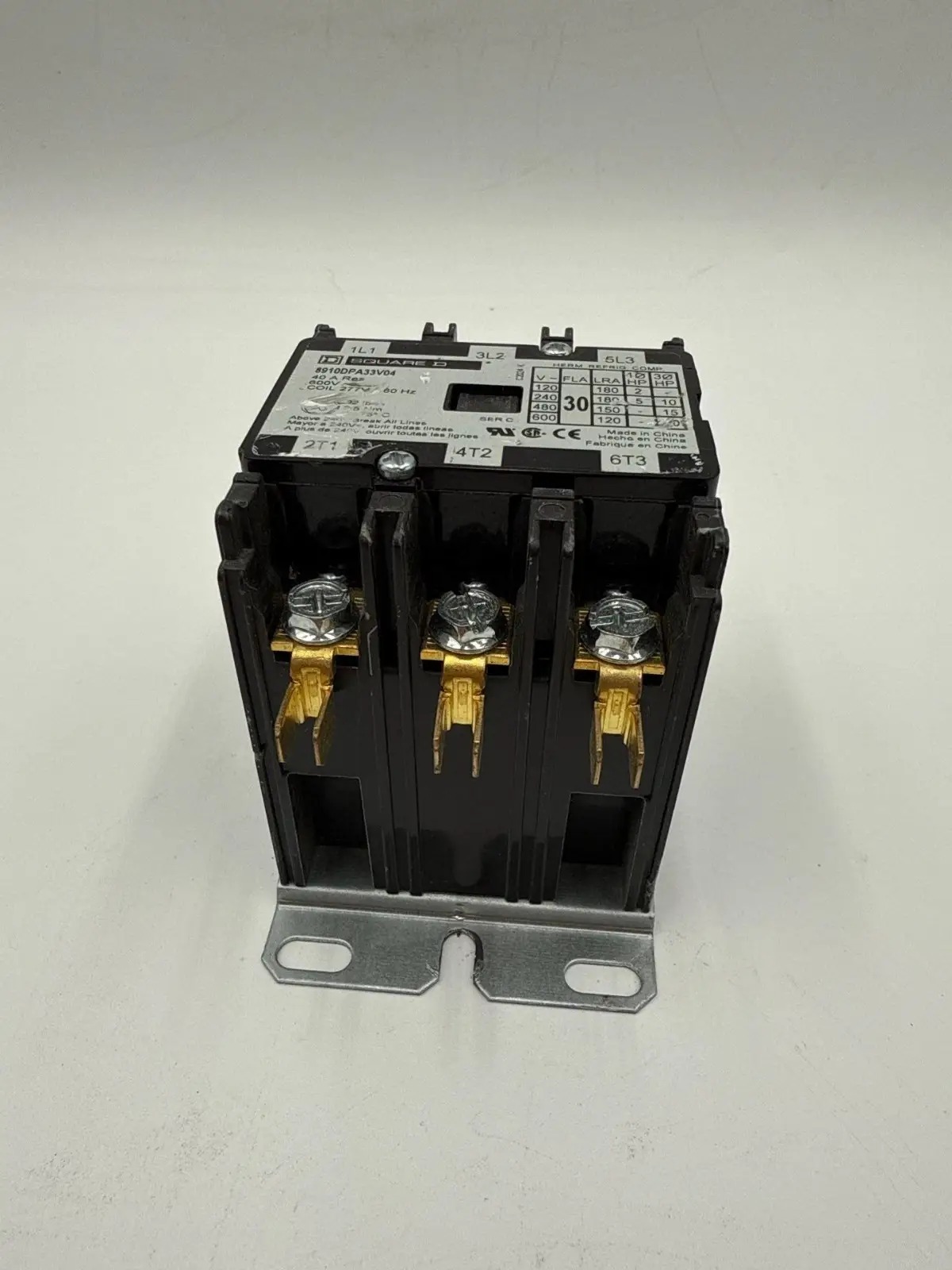 40 Amp. Square D #8910DPA33V04, Definite Purpose Contactor, 3-Pole, 600 Volts, 277 Volts Coil, 3PH, 20 HP - Image 4