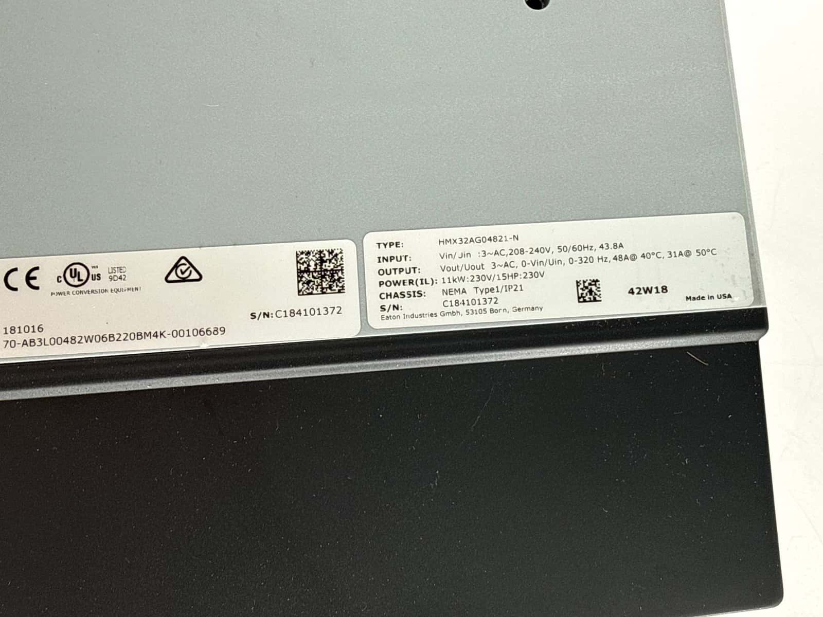 15 HP Eaton #HMX32AG04821-N, AC Frequency Drive H-Max VFD, 11 KW, 208-240 Volts, 43.8 Amp, NEW - Image 7