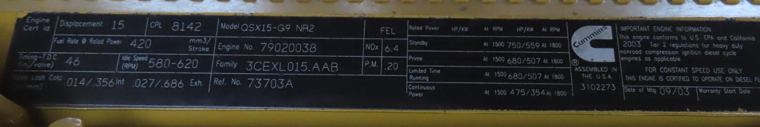 500 KW Kato light #D500FRZ4, diesel generator set, Cummins QSX15-G9 engine, 277/480 Volts, 3 phase, standby - Image 6