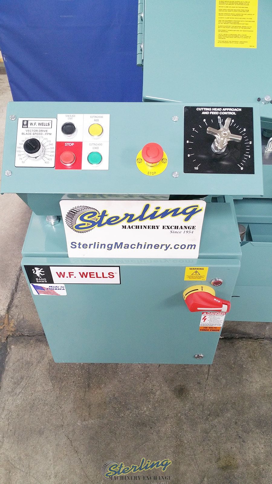9" x 17" W.F. Wells #W-9-1, vari-hydraulic, 70-380 SFPM, horizontal bandsaw, 3 HP, Coolant, New - Image 2