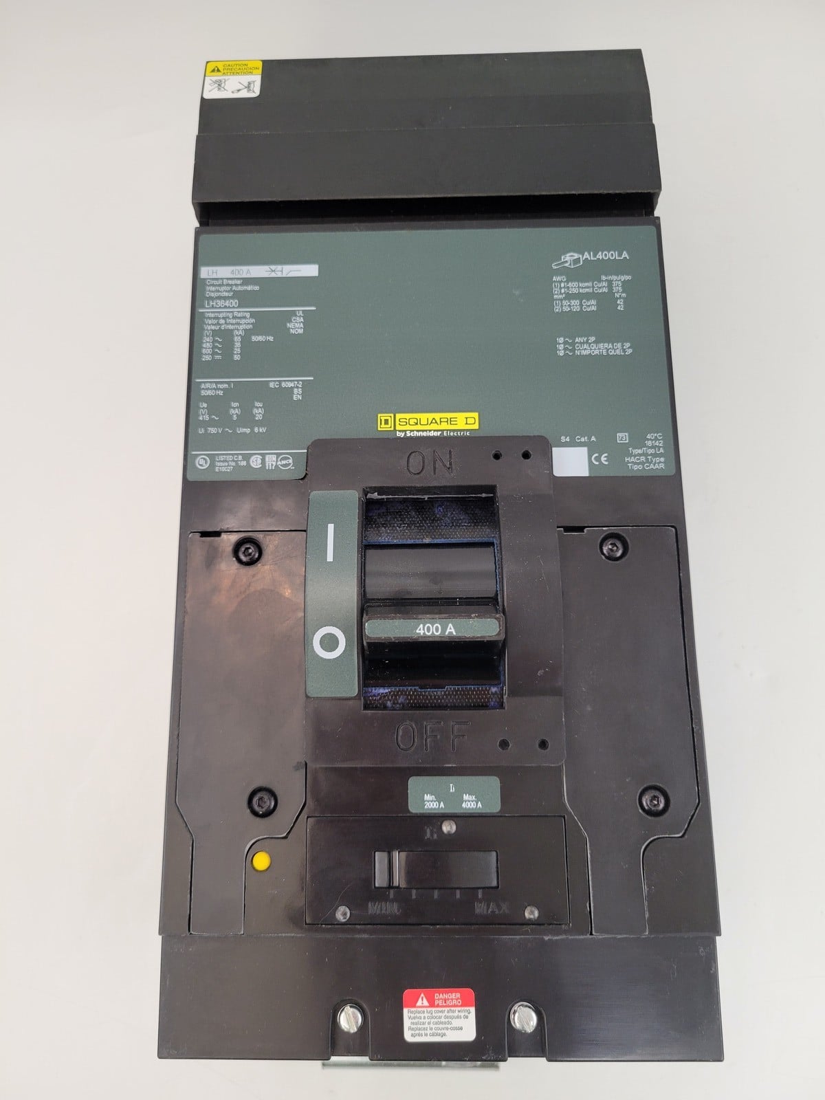 400 Amp. Square D #LH36400, I-Line Circuit Breaker, 3P, 600 Volts, gray, w/ mounting hardware, new - Image 2