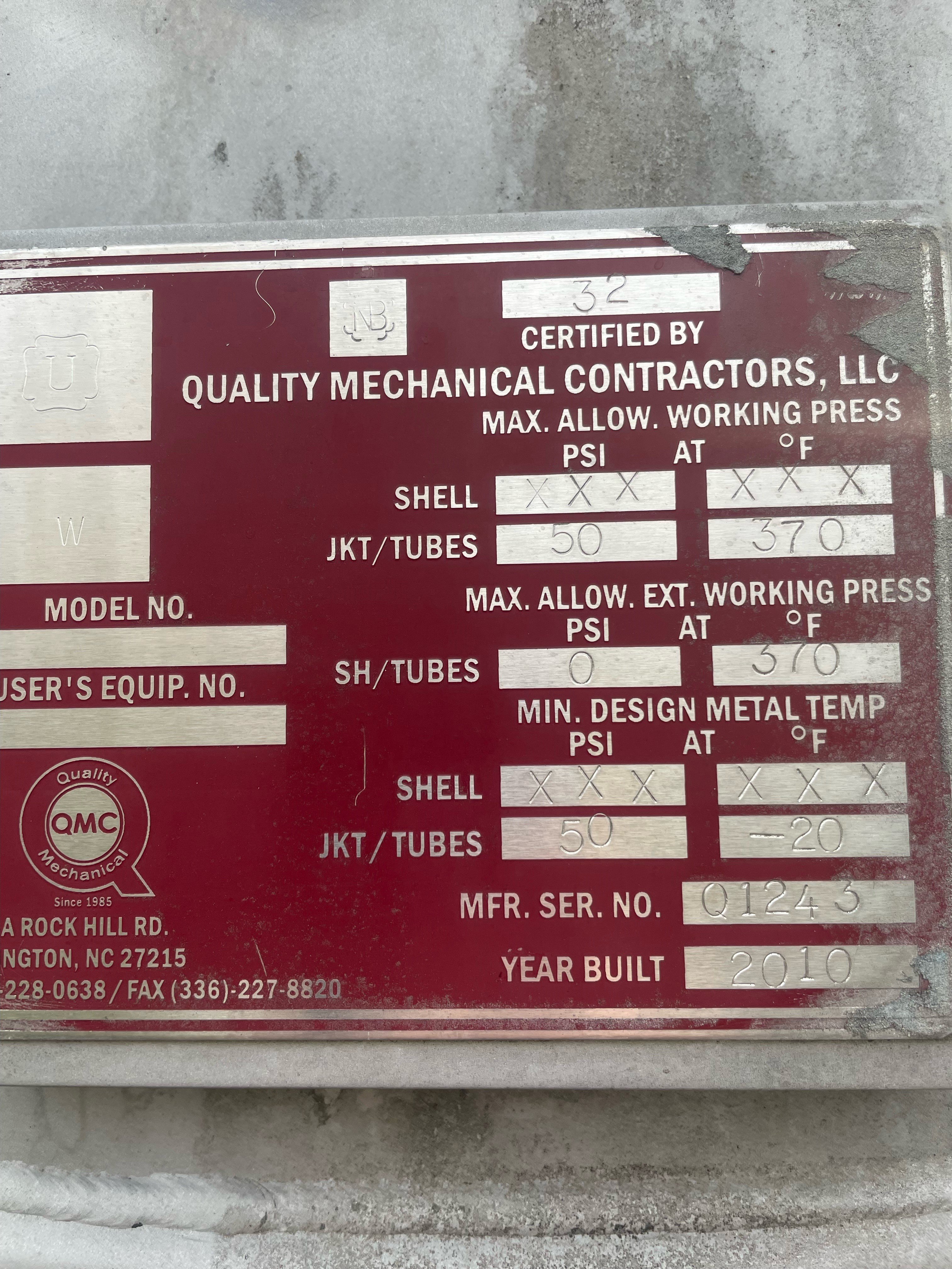 500 gallon 304 Stainless Steel Vertical Jacketed Tank, 50" diameter x 60" straight side, 50 psi dimple - Image 7