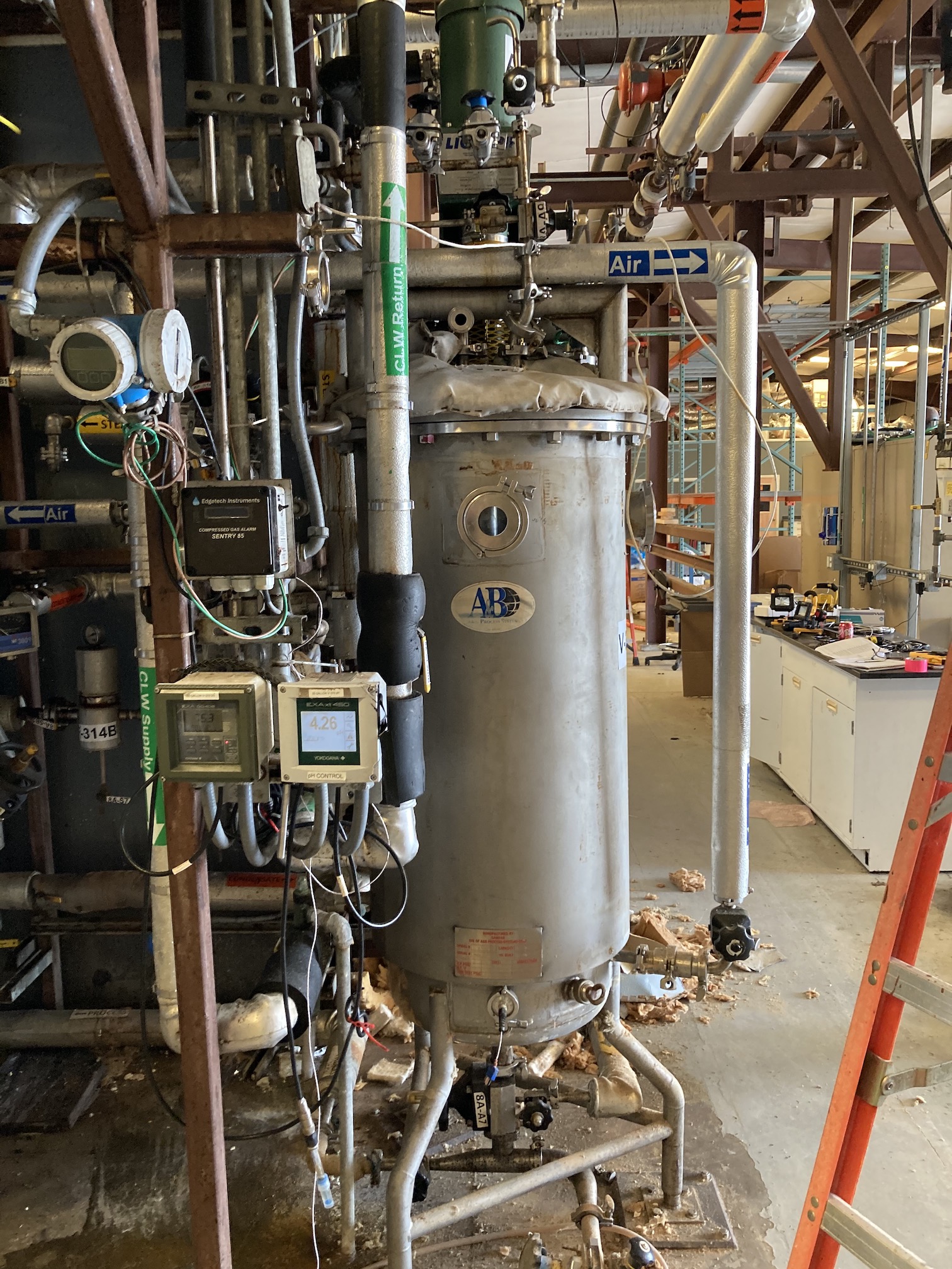 50 gallon A & B Process Systems #RTI-50, 304 Stainless Steel Jacketed Mix Tank, 20" diameter x 48" straight - Image 1